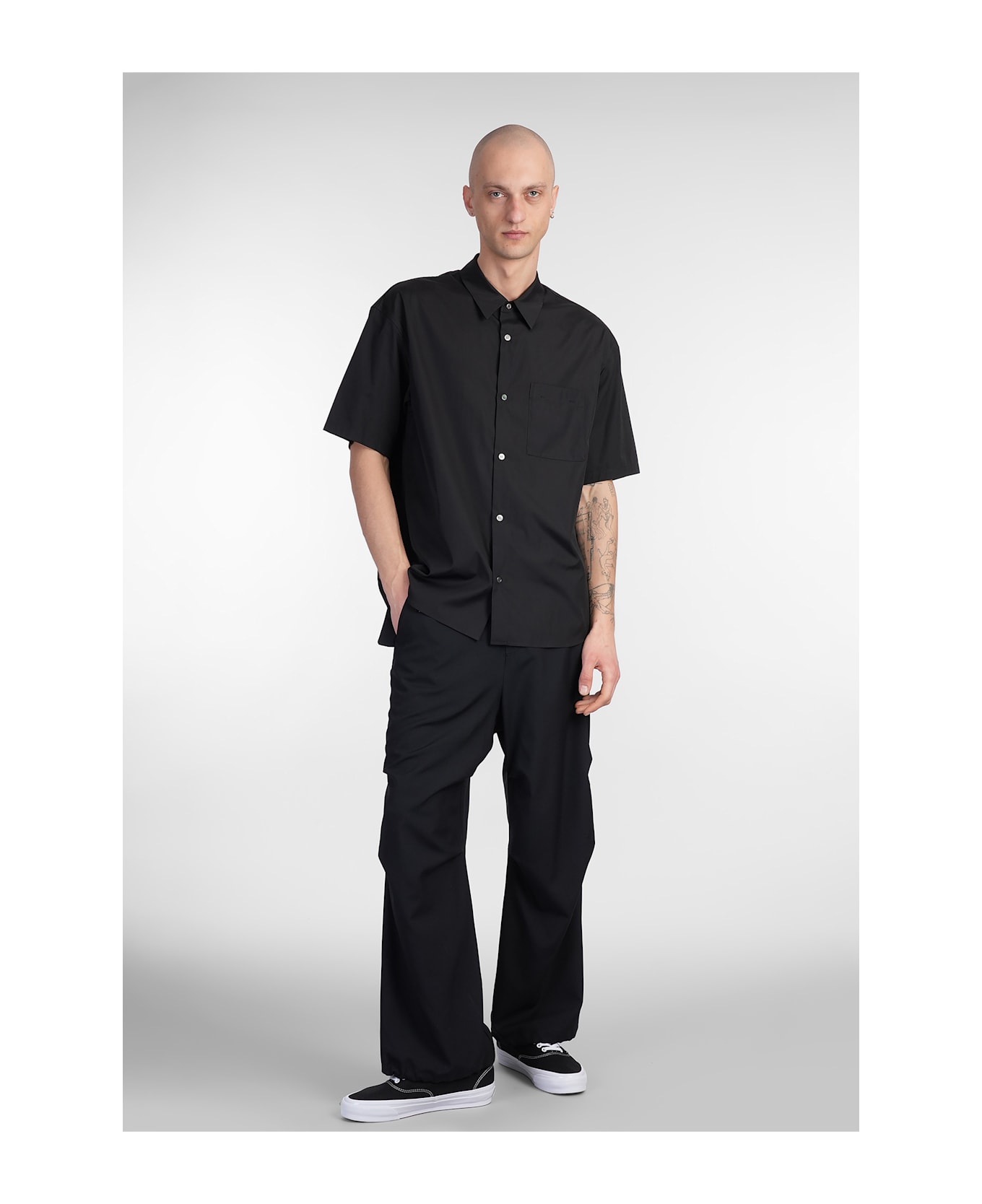 Attachment Shirt In Black Cotton - black