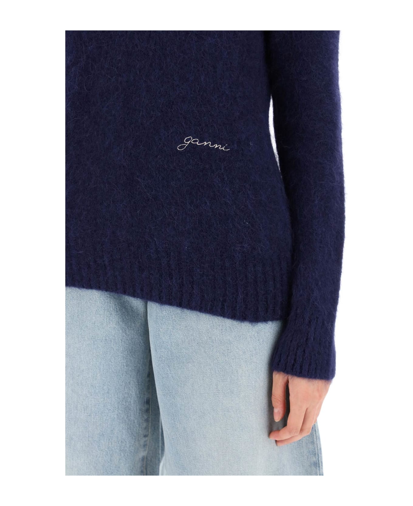 Ganni Brushed Alpaca And Wool Sweater - SKY CAPTAIN (Blue) ニットウェア