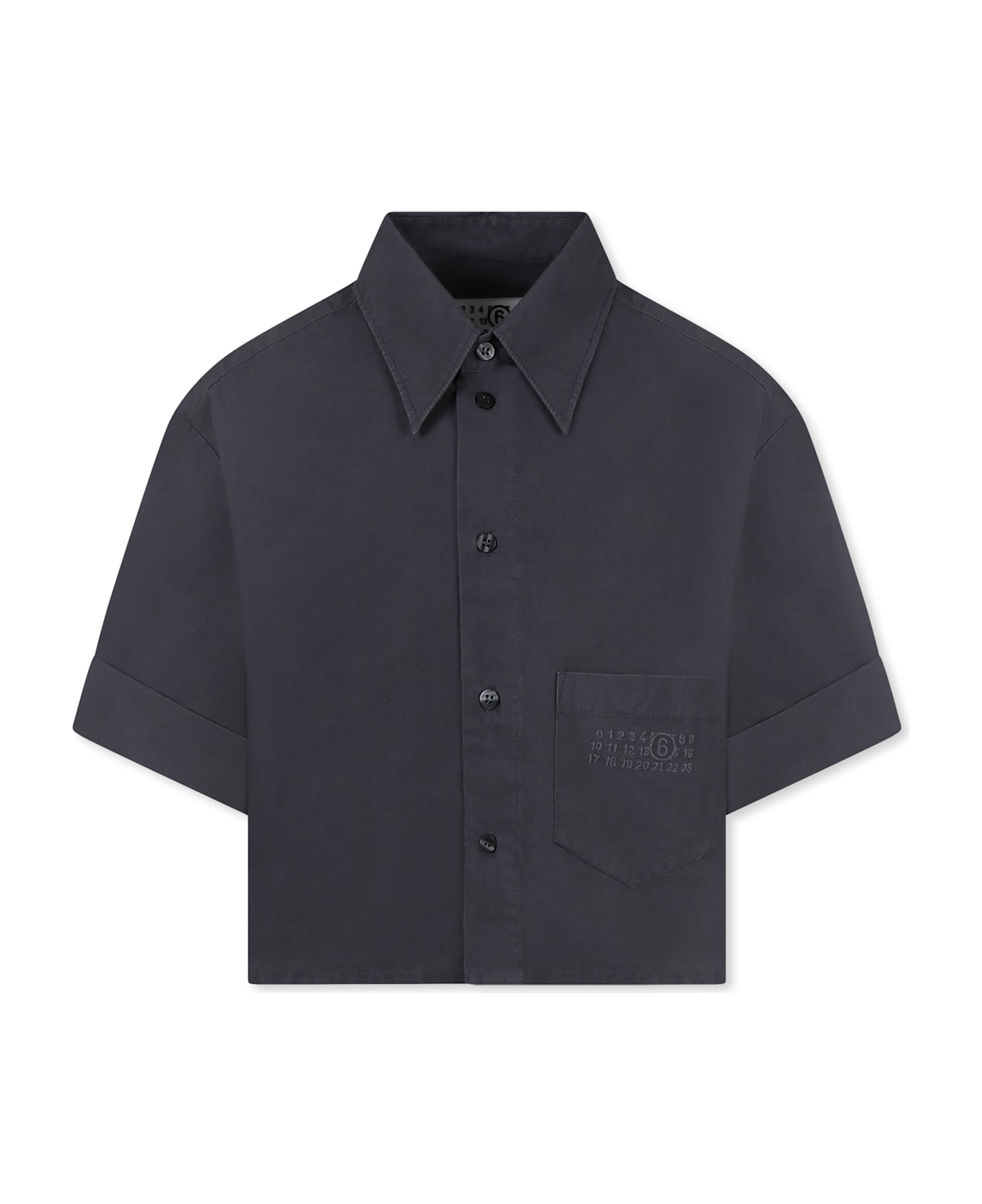 MM6 Maison Margiela Grey Crop Shirt For Girl With Logo - Grey