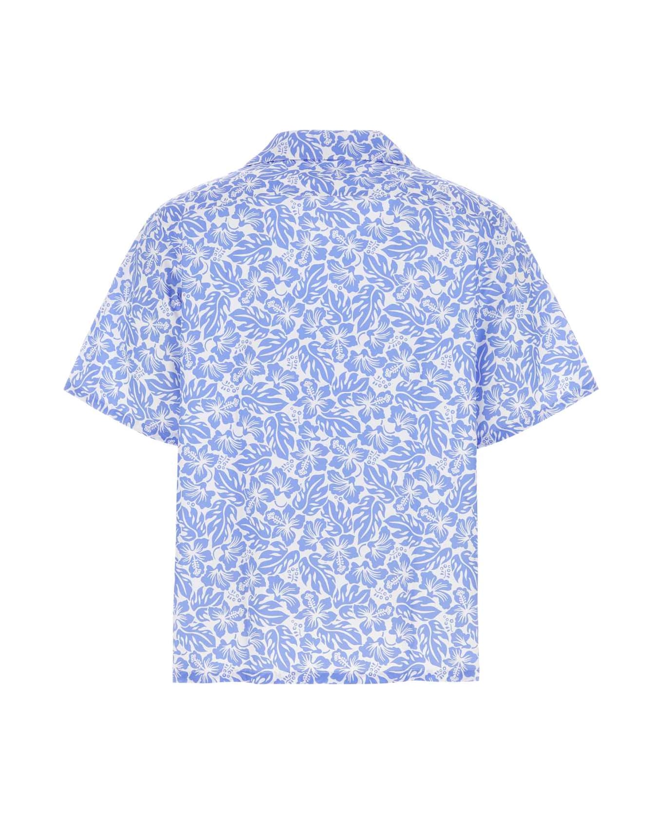 Prada Printed Poplin Shirt - CELESTE