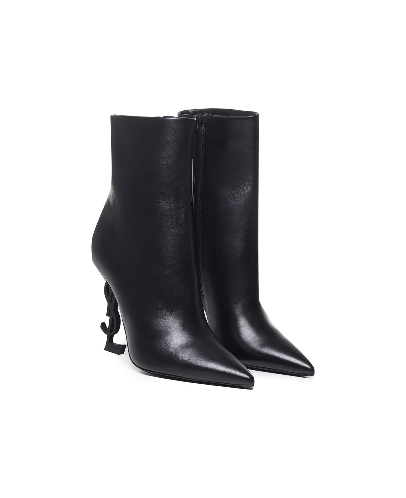Saint Laurent Opyum Ankle Boots In Calfskin - Black ブーツ