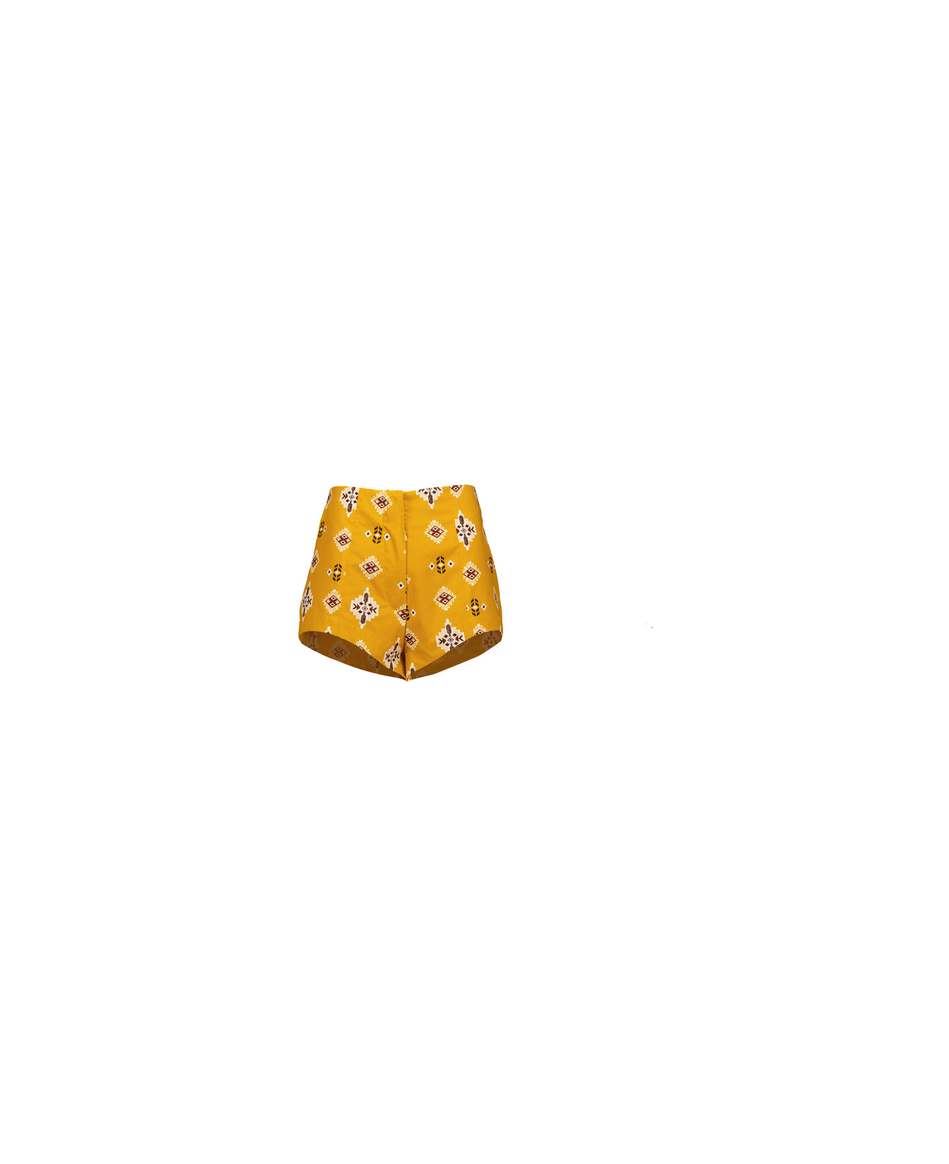 Amotea Donna In Geometric Printed Ochre Cotton - Ochre