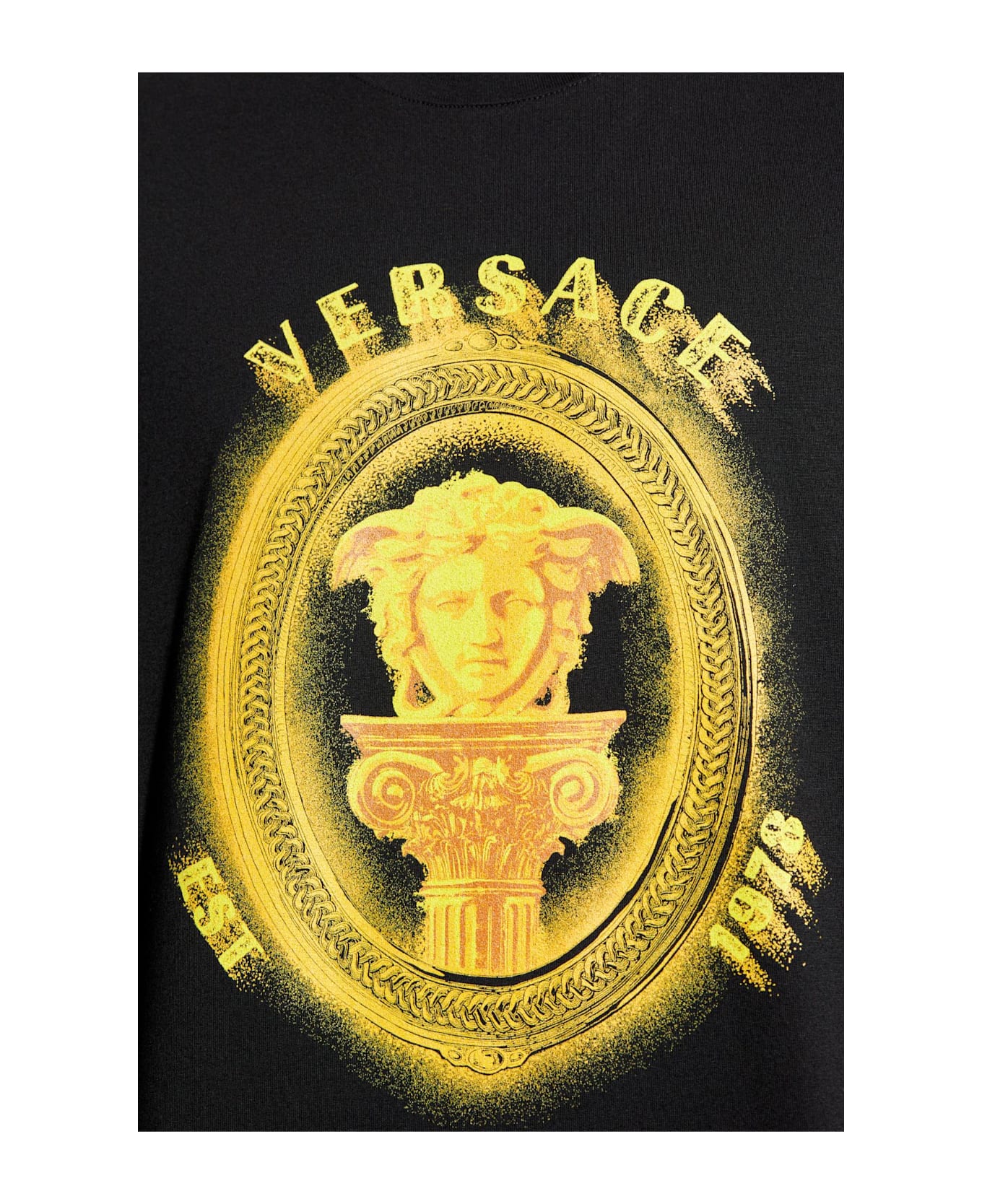Versace T-shirt With Printed Logo - BLACK