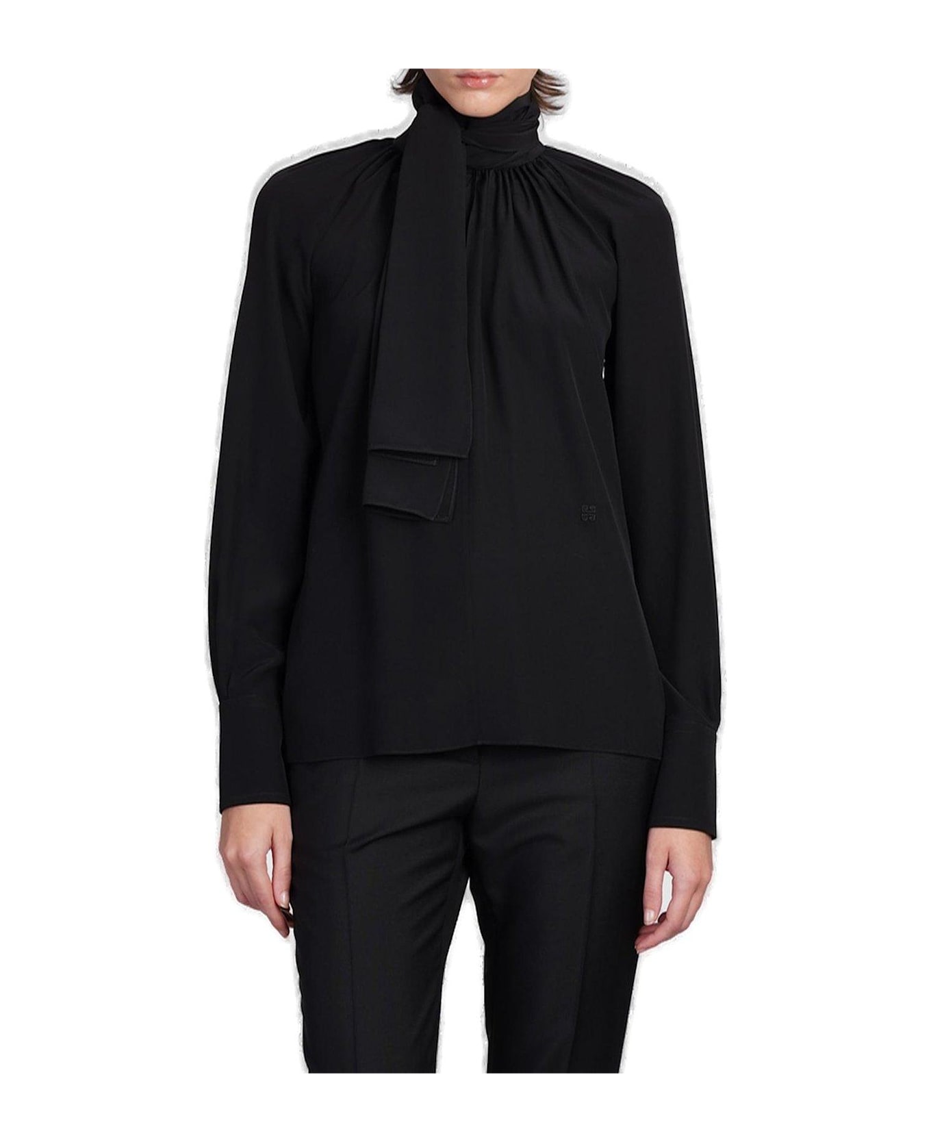 Givenchy 4g Motif Tie Neck Blouse - black