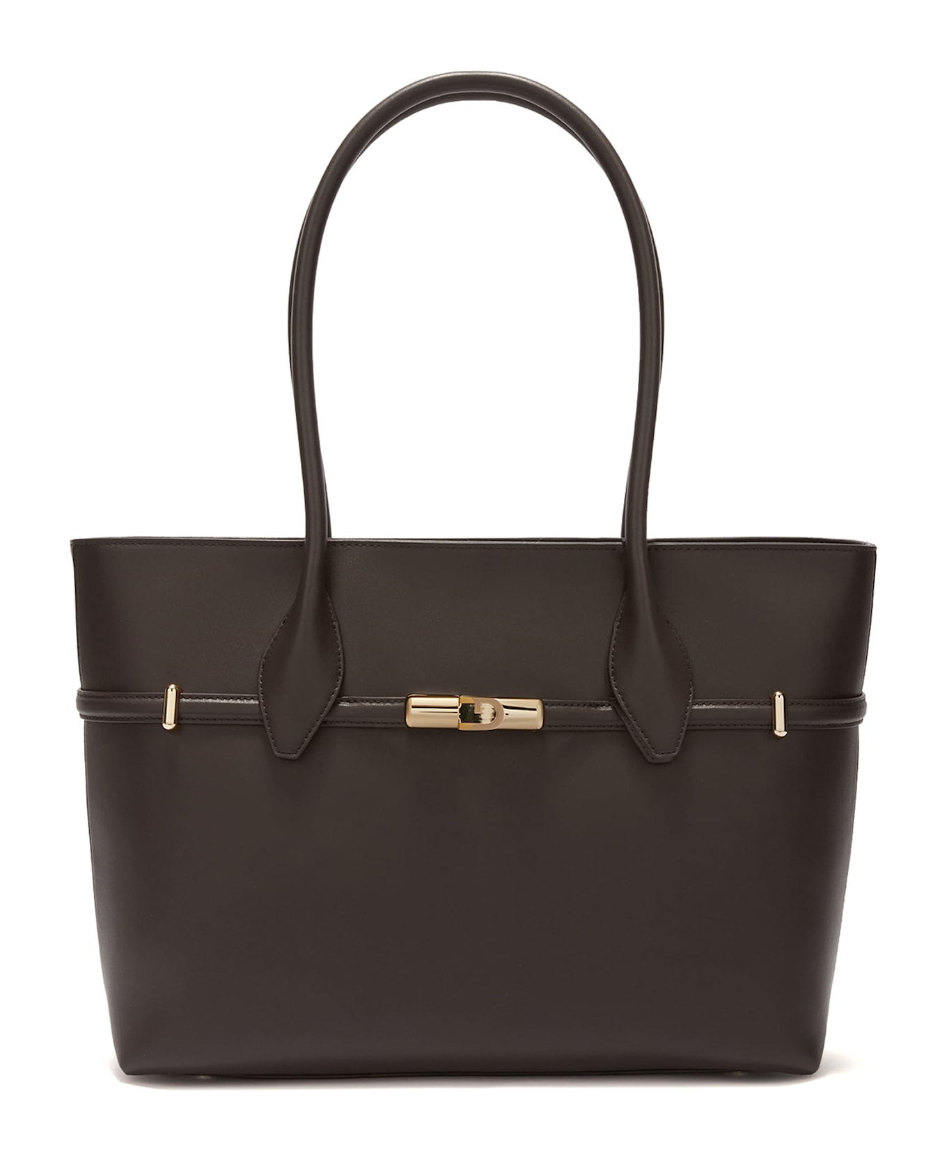 Furla Shopping Bag Goccia L Choco In Leather - CIOCCOLATO