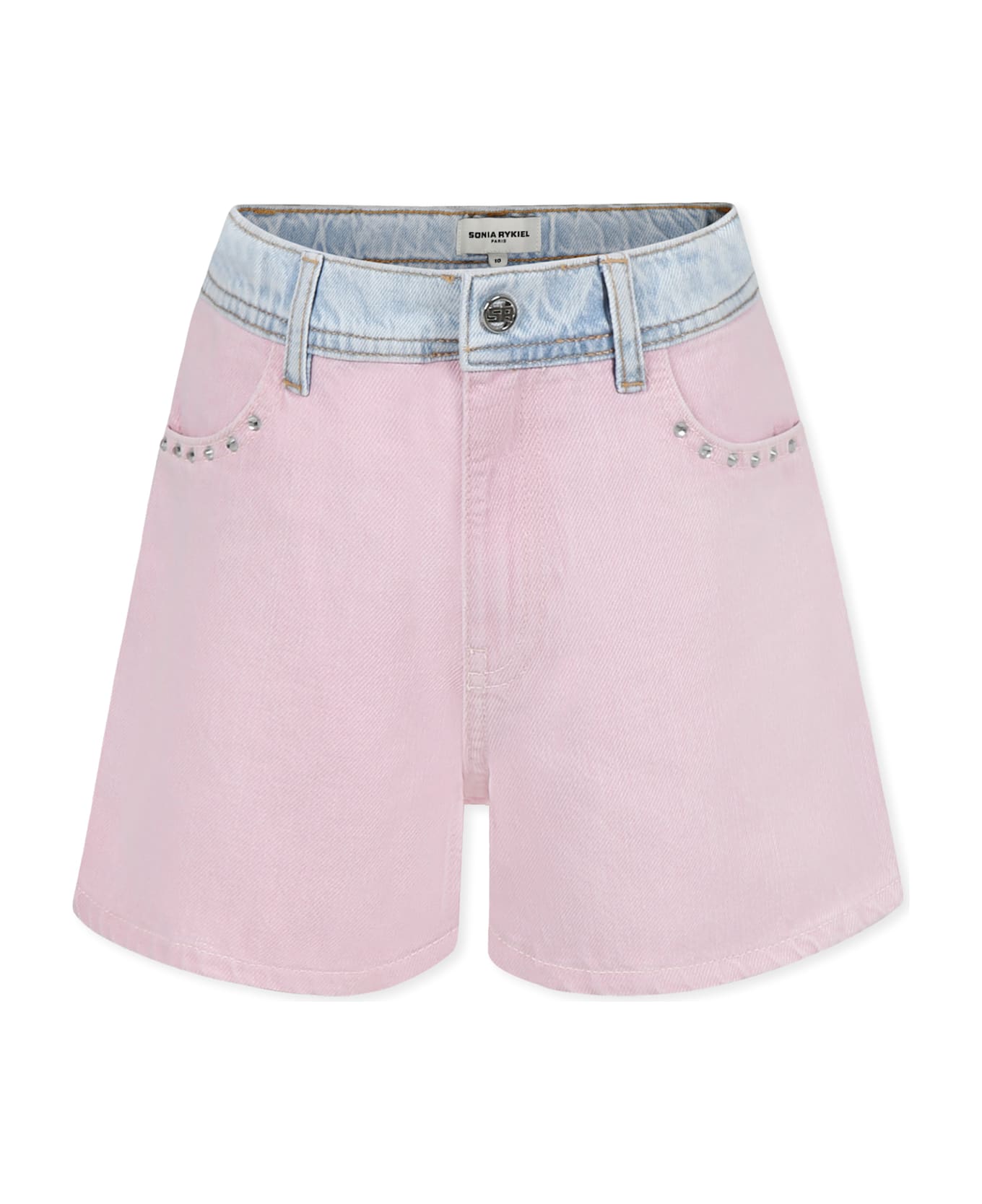 Rykiel Enfant Pink Shorts For Girl With Logo - Pink
