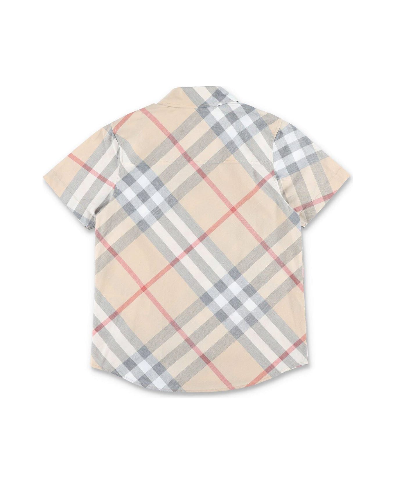 Burberry Checked Short Sleeved Shirt - Beige