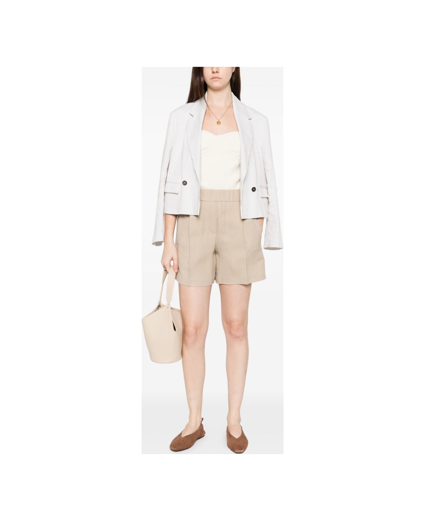 Brunello Cucinelli Linen Blend Shorts - Beige