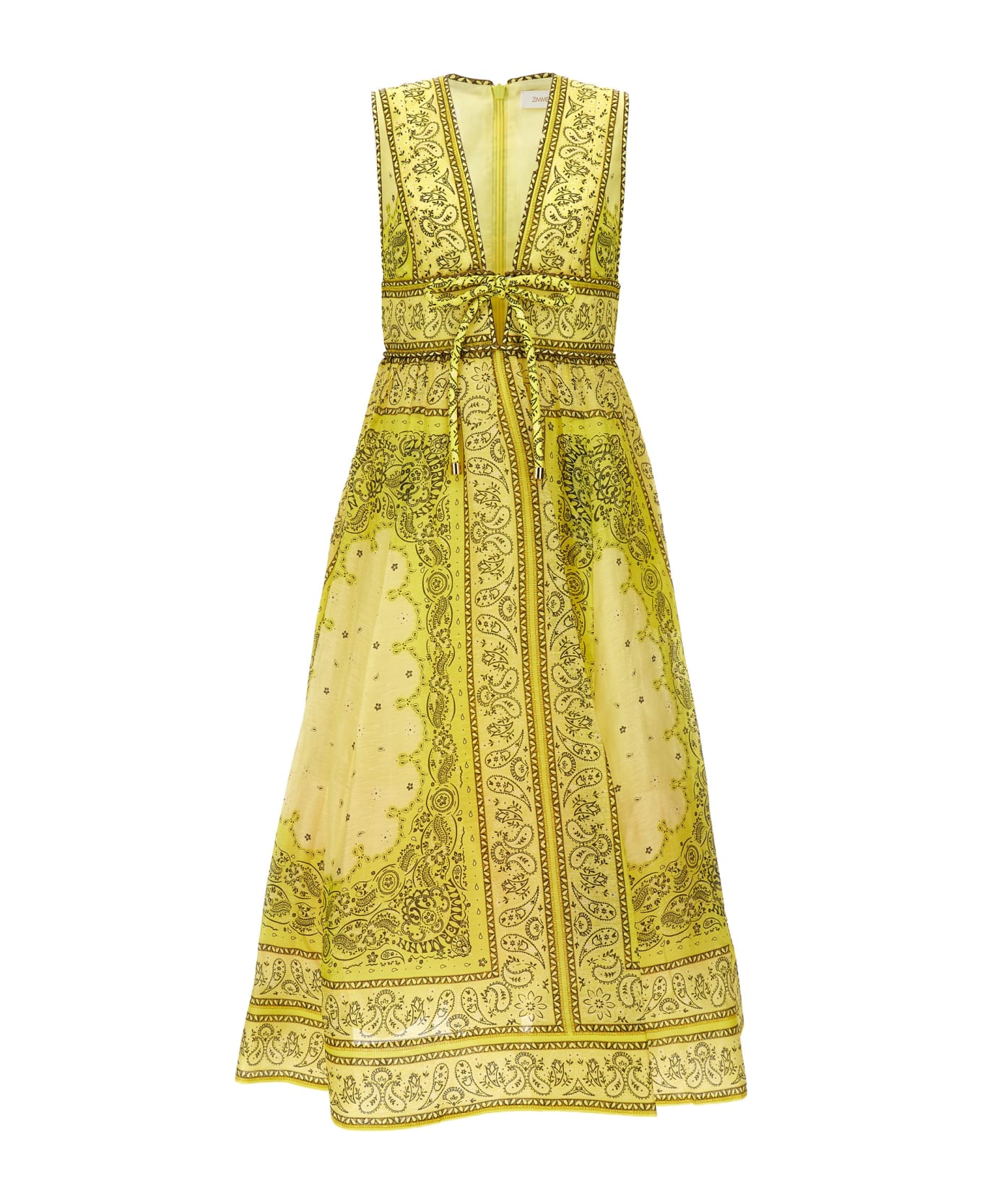 Zimmermann 'matchmaker Bow Long' Dress - Yellow ワンピース＆ドレス