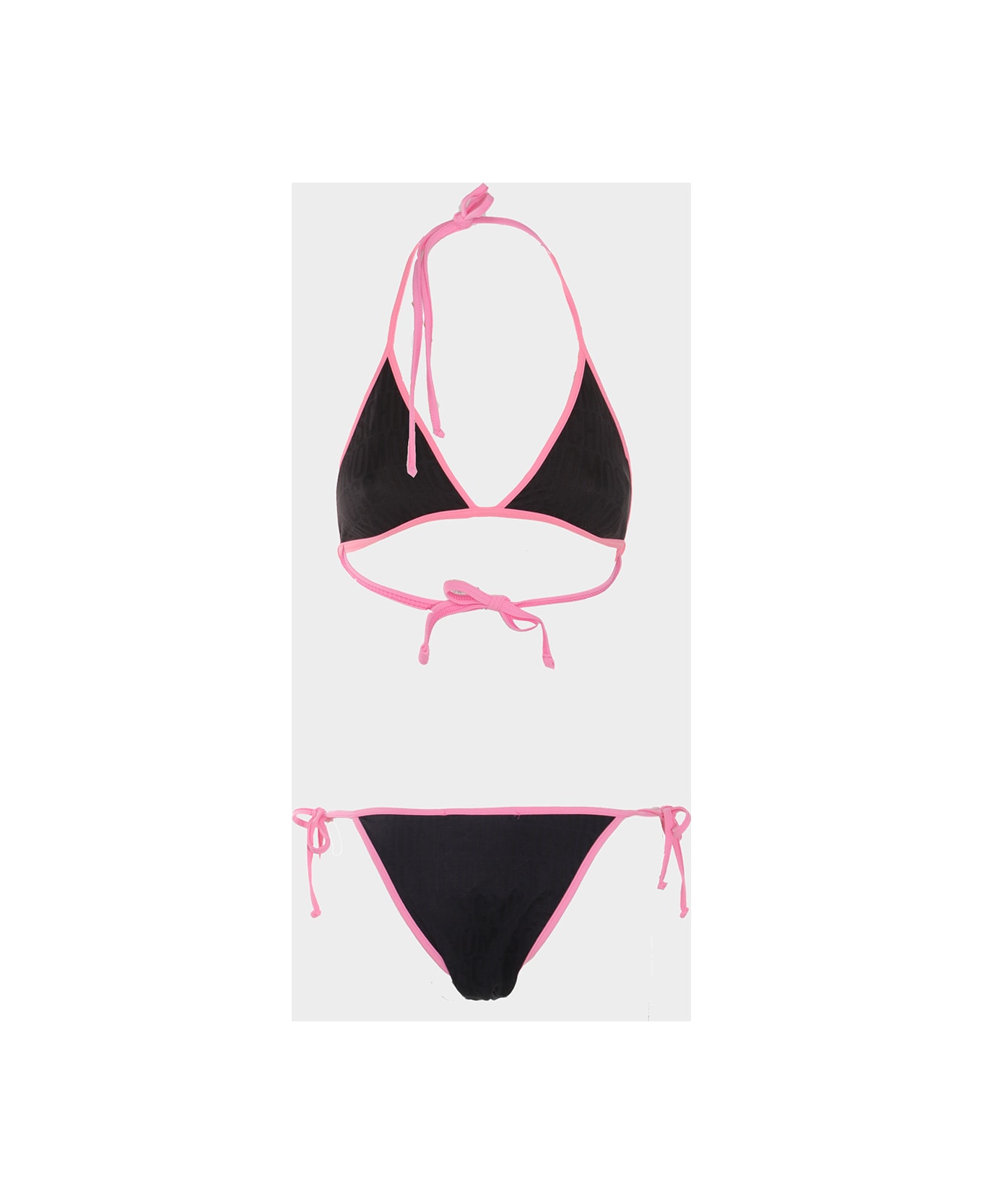 Moschino Black And Pink Bikini Beachwear - Black
