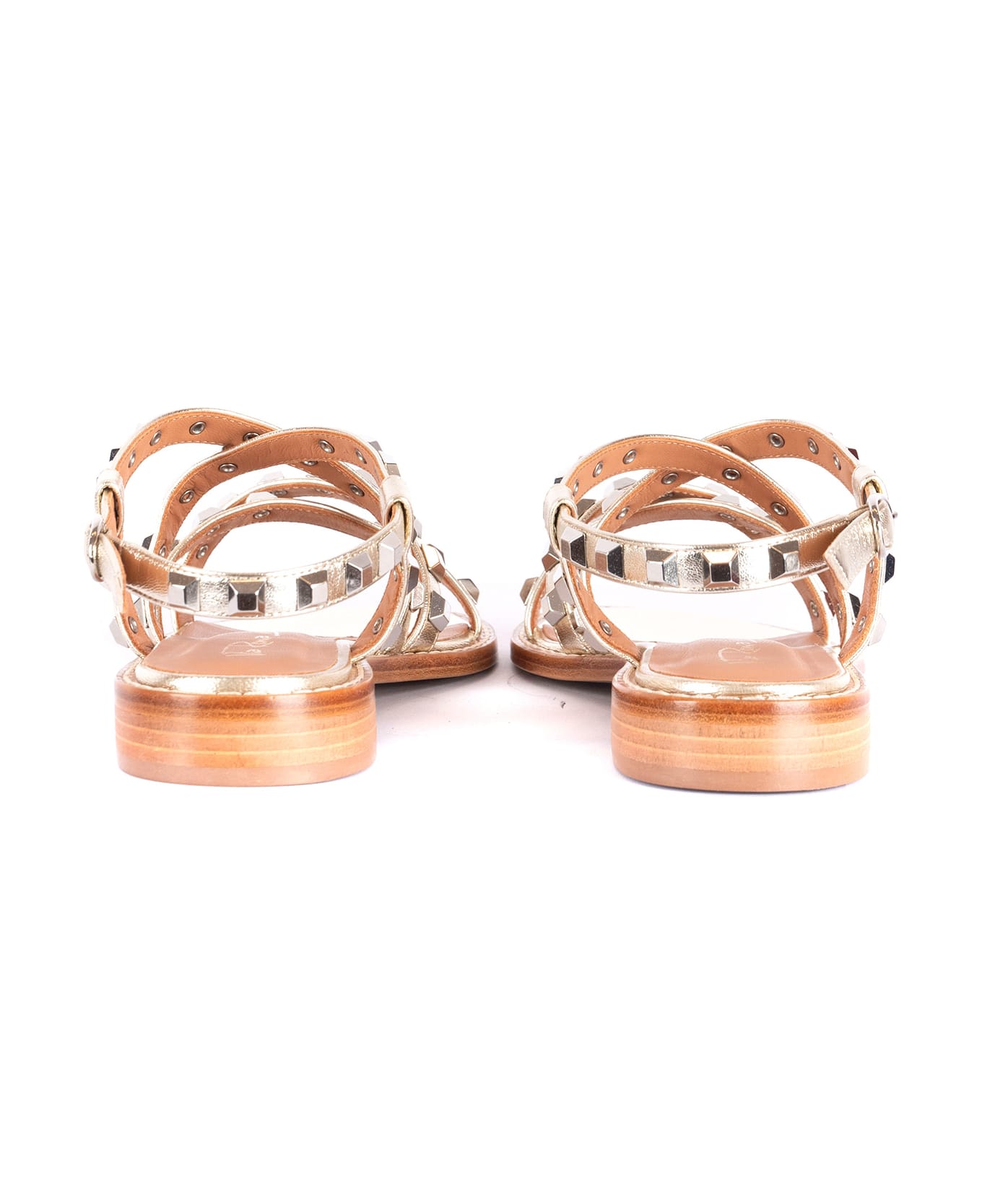 Via Roma 15 Women
s Laminated Sandals - GOLD