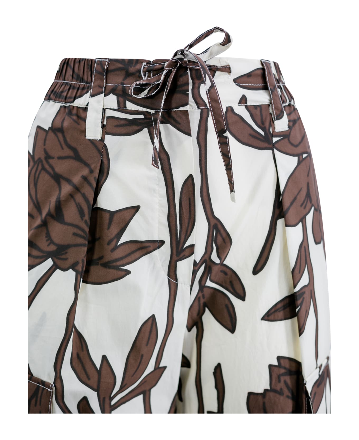 Brunello Cucinelli Floral-print Cotton Trousers - Panama ボトムス