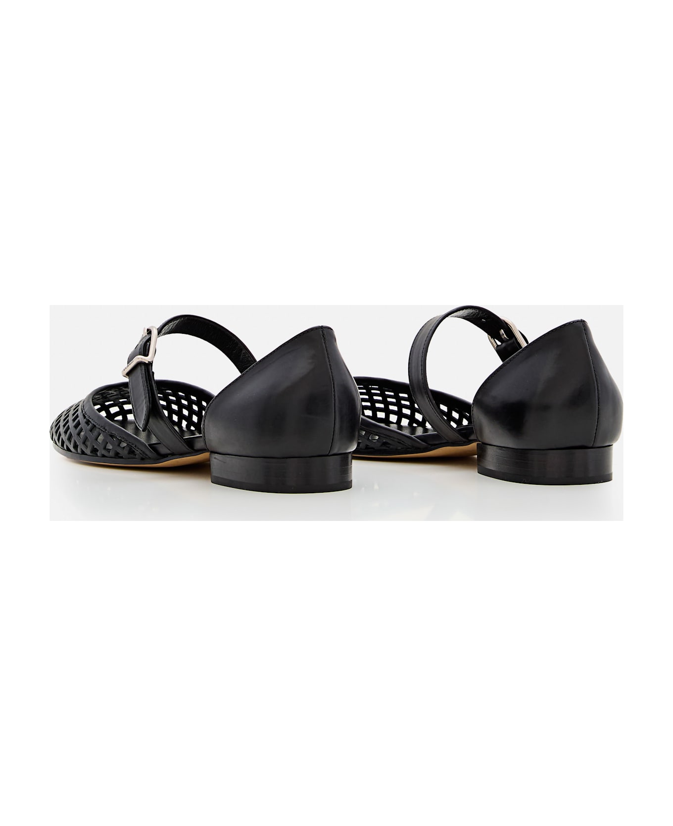 Durazzi Milano Perforated Net Ballerinas - Black