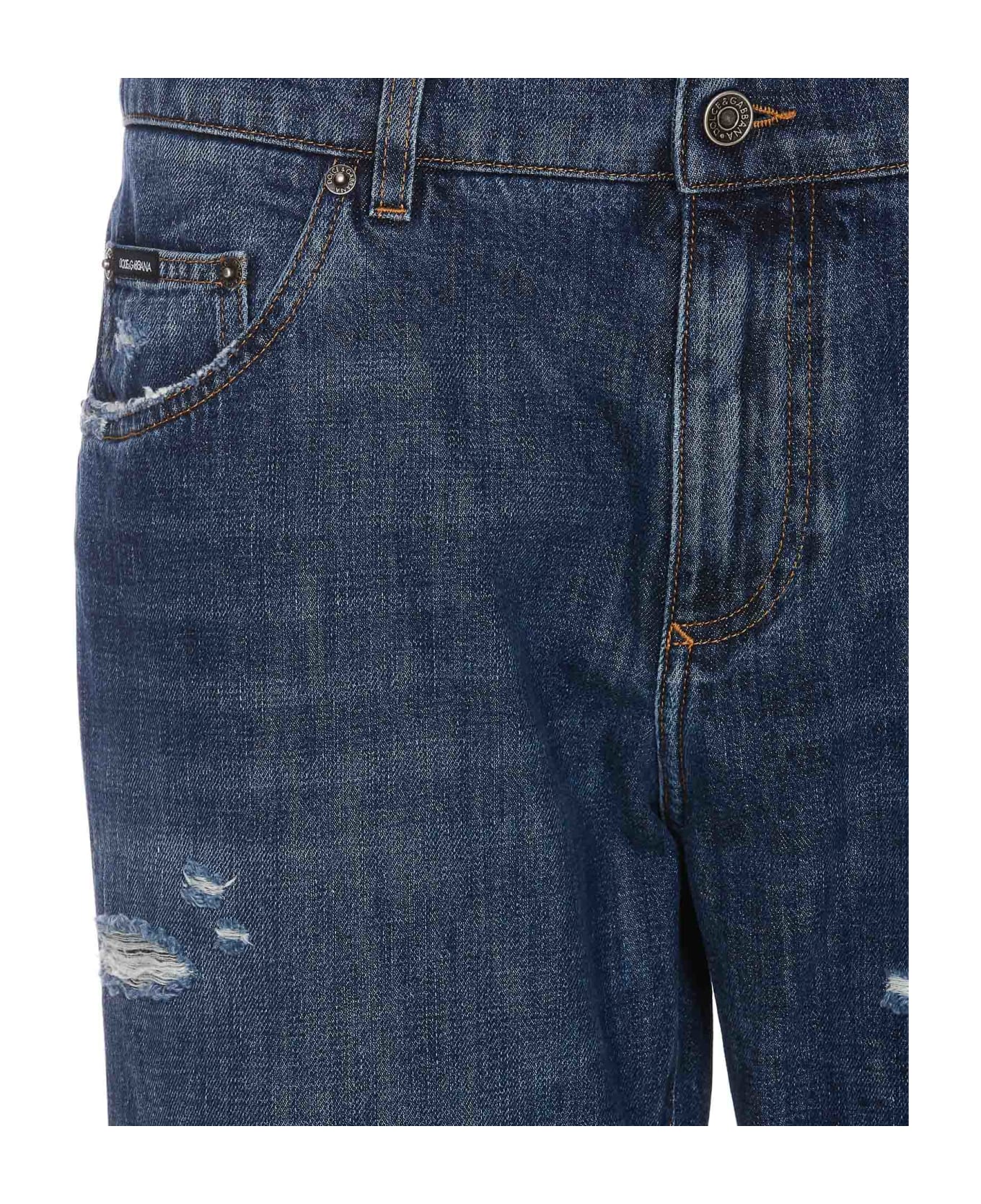 Dolce & Gabbana Jeans With Scraping - Blue デニム