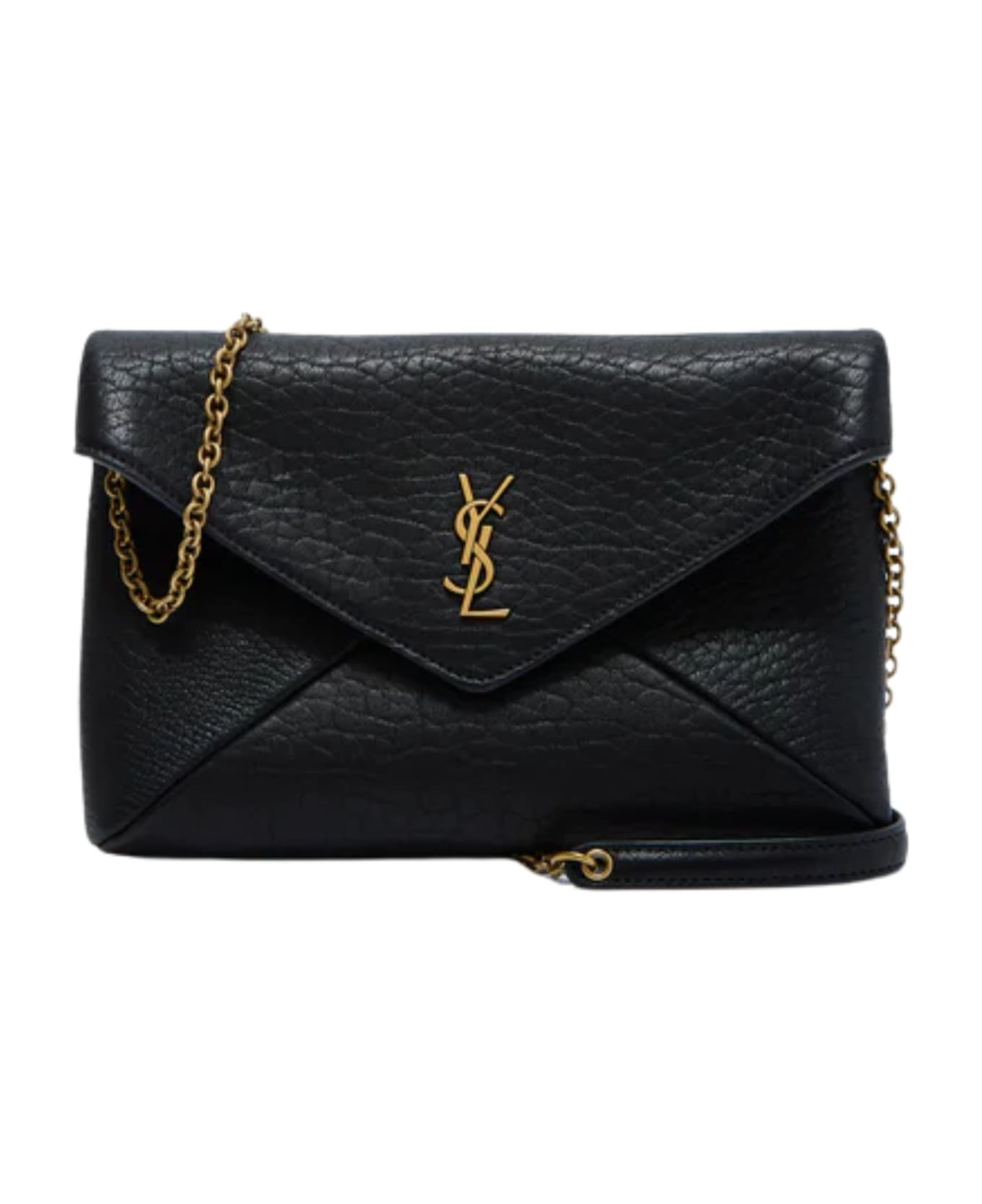 Saint Laurent Cassandre Chain Clutch Bag - BLACK