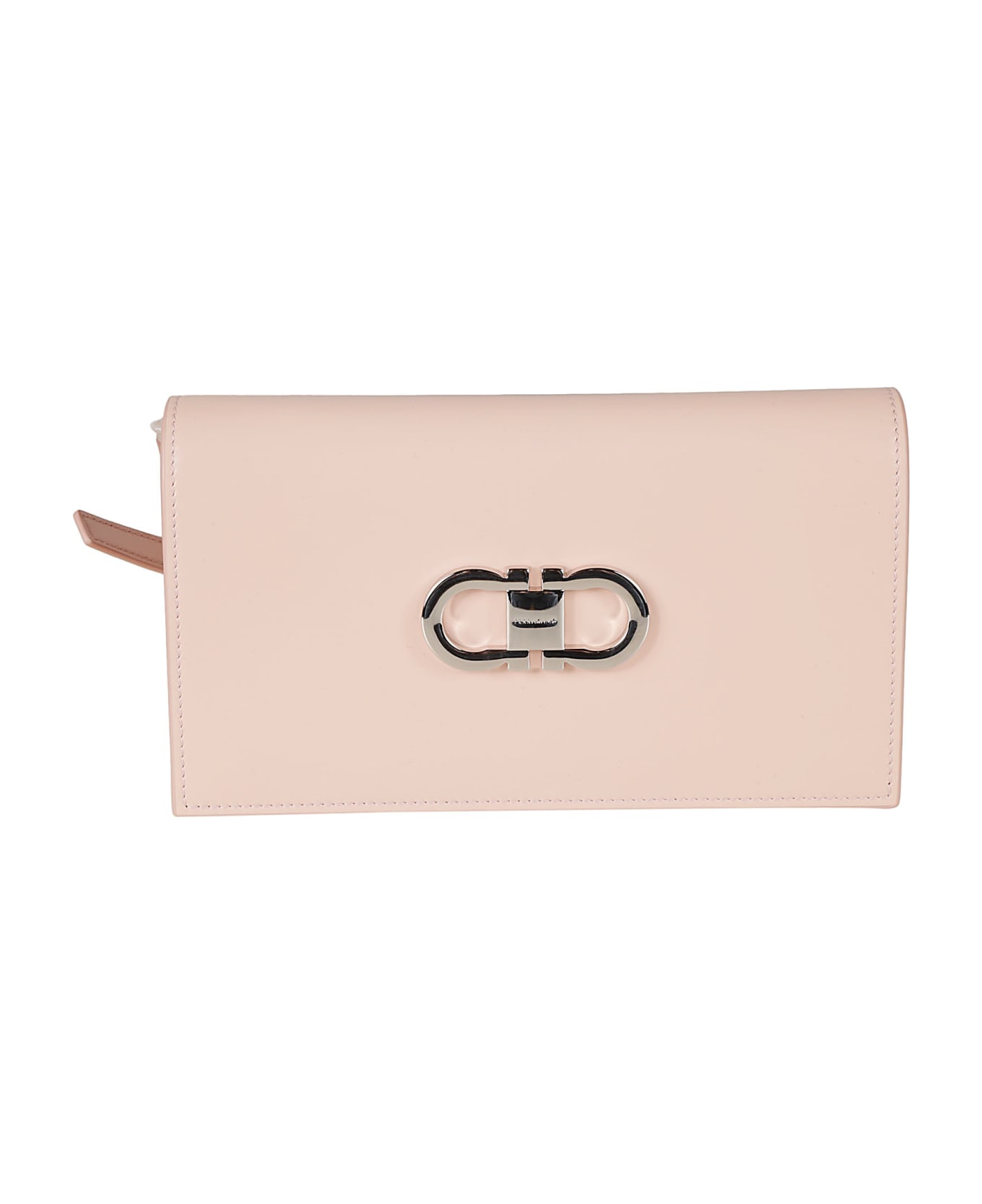 Ferragamo Gancini Plaque Shoulder Bag - Pink/Optic White