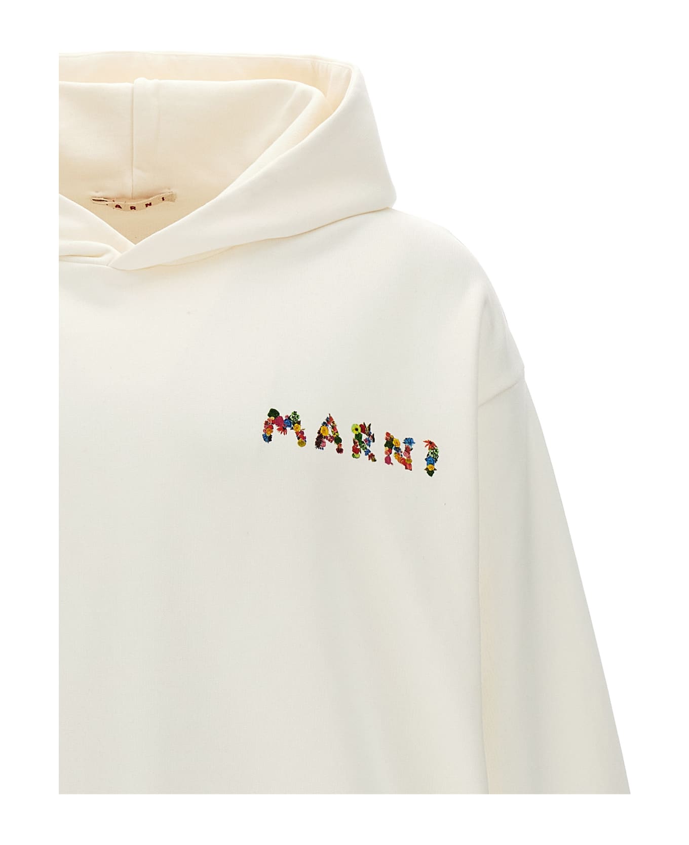 Marni Logo Print Hoodie - White フリース