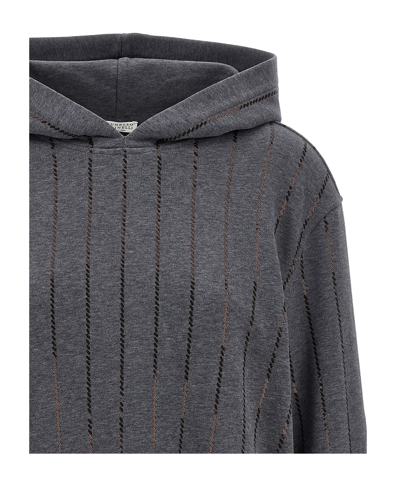Brunello Cucinelli Micro Sequin Hoodie - Gray
