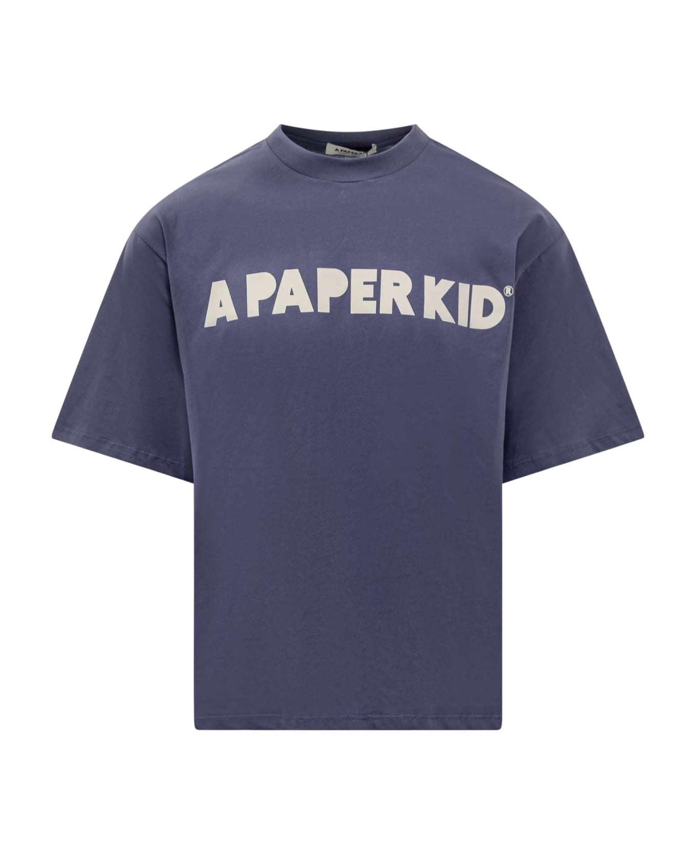 A Paper Kid Logo Print T-shirt - BLU/BLUE