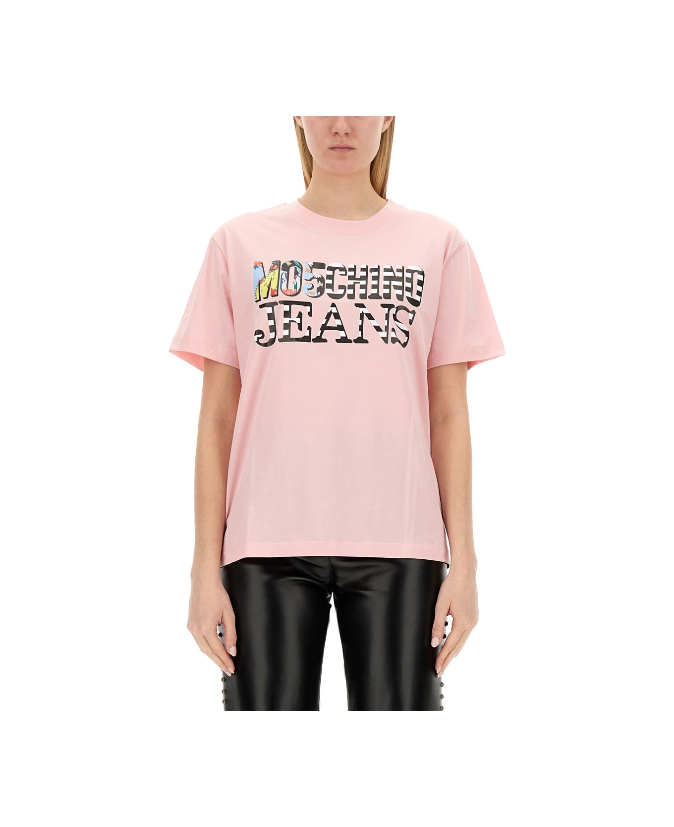 M05CH1N0 Jeans T-shirt With Logo - PINK