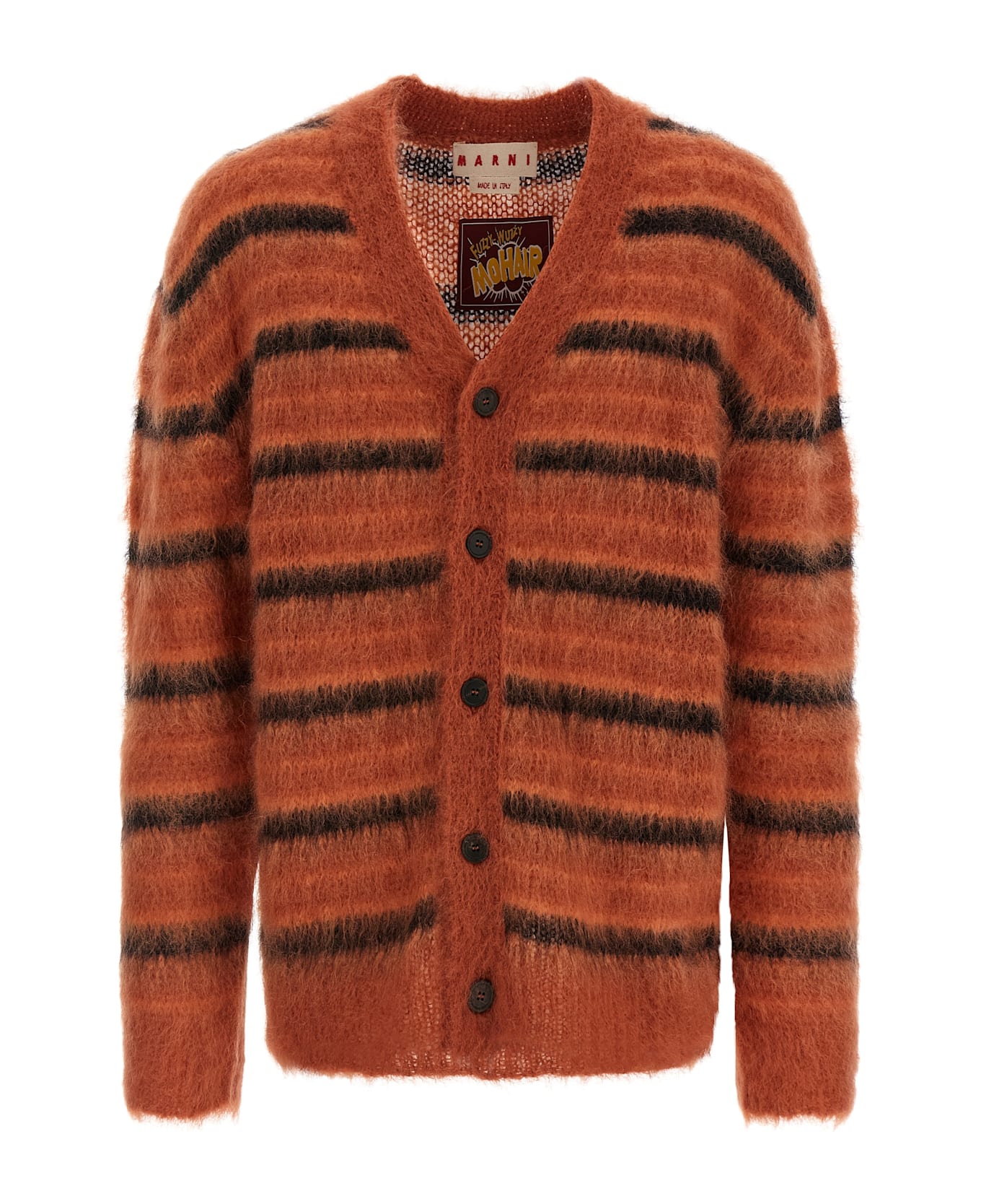 Marni Brushed Striped Cardigan - Orange