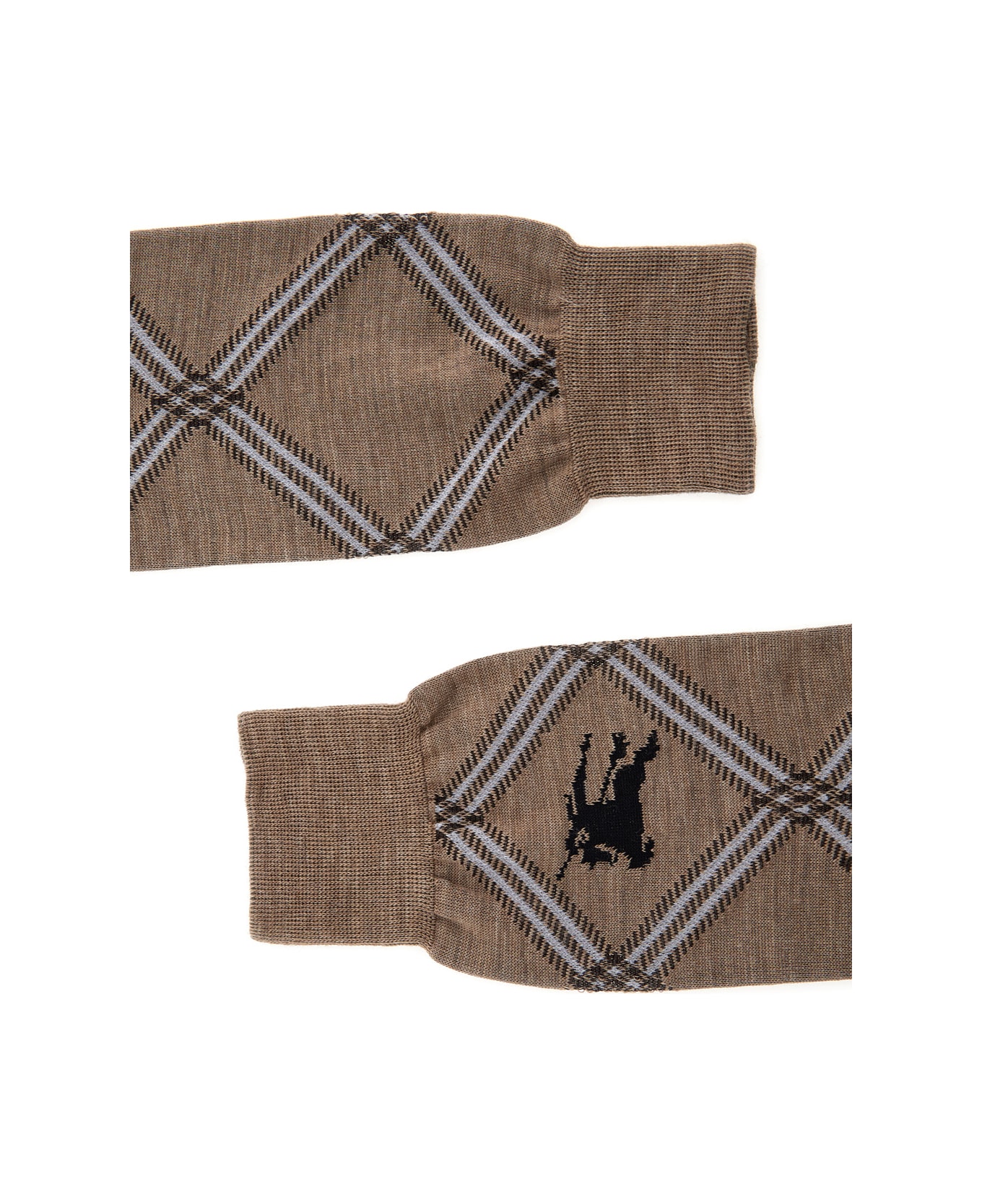 Burberry Beige Socks With Equestrian Knight Motif In Wool And Cotton Man - LINDEN