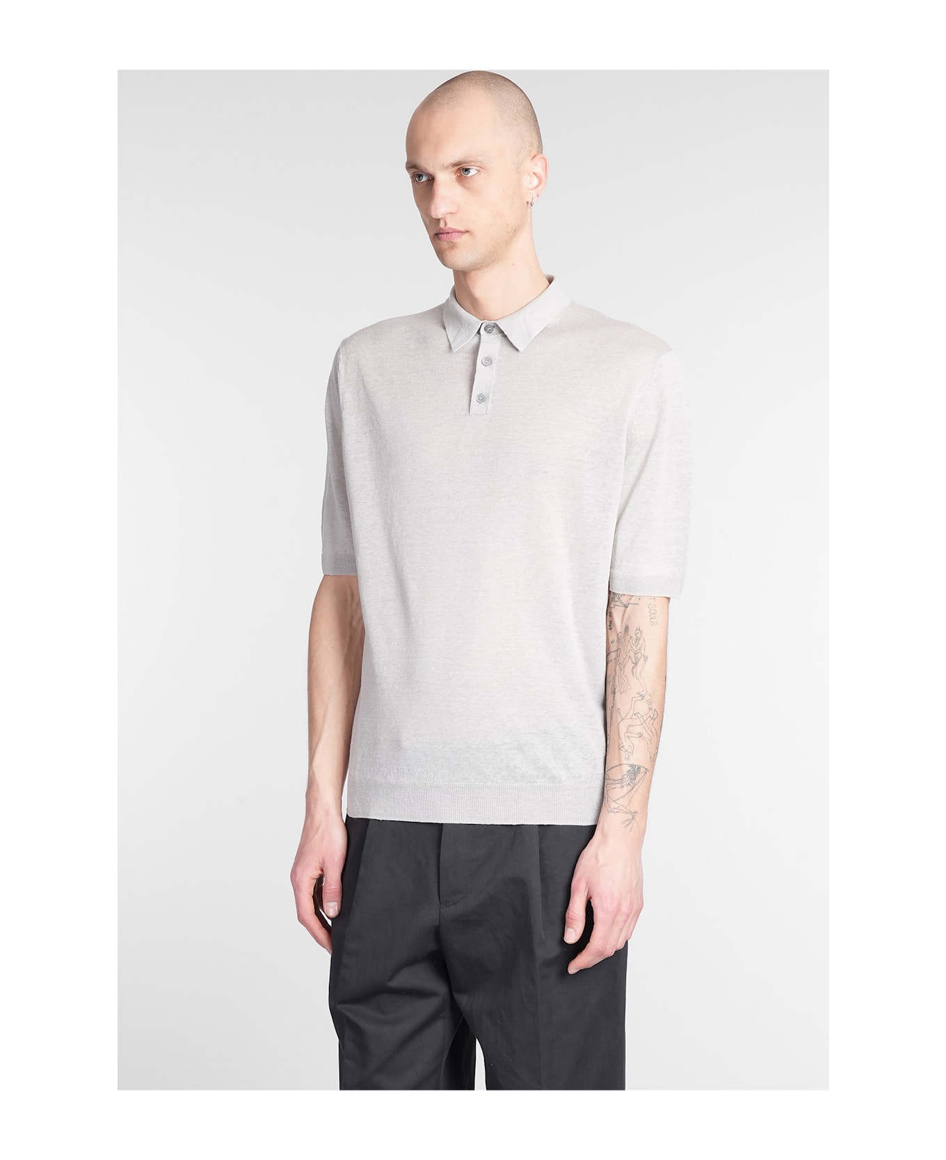 Ballantyne T-shirt In Grey Linen - grey