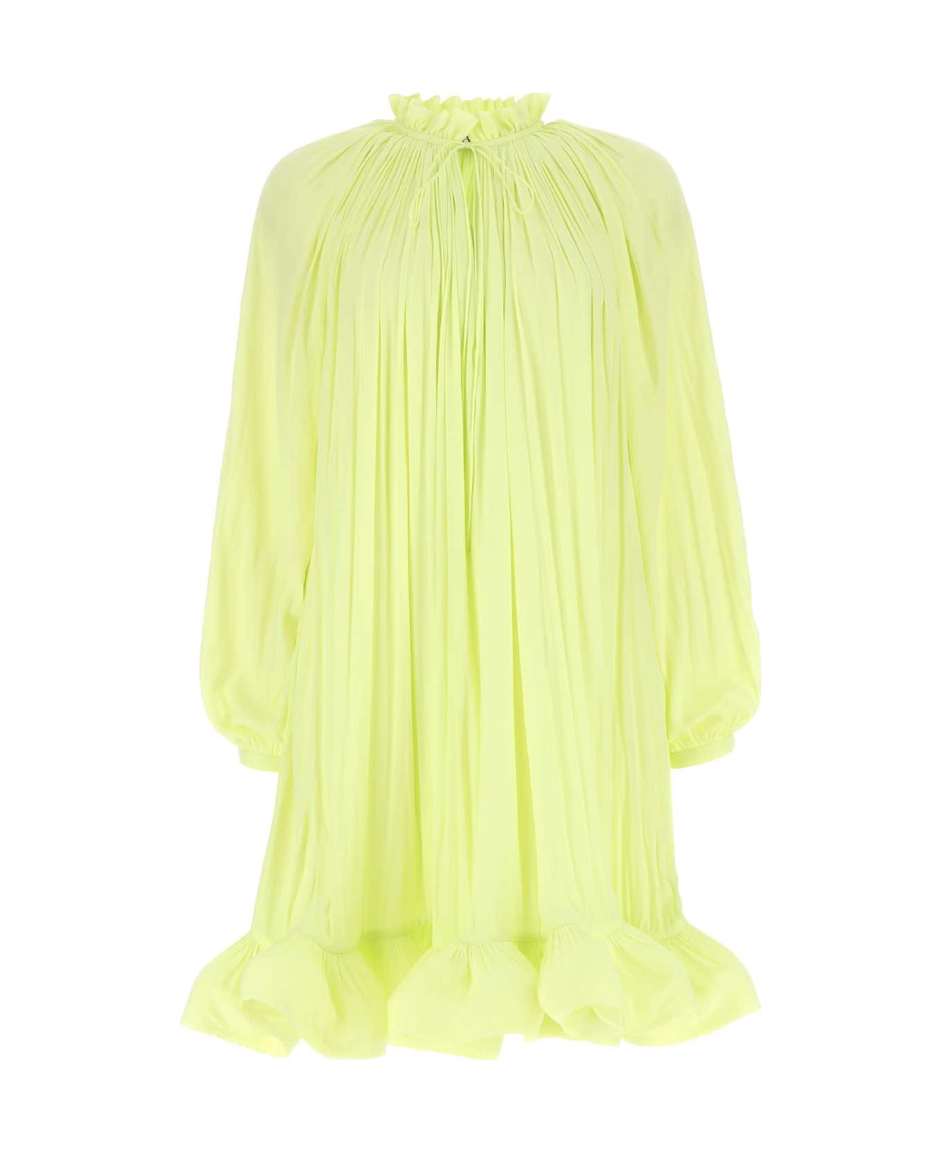 Lanvin Fluo Yellow Charmeuse Mini Dress - Yellow ブラウス
