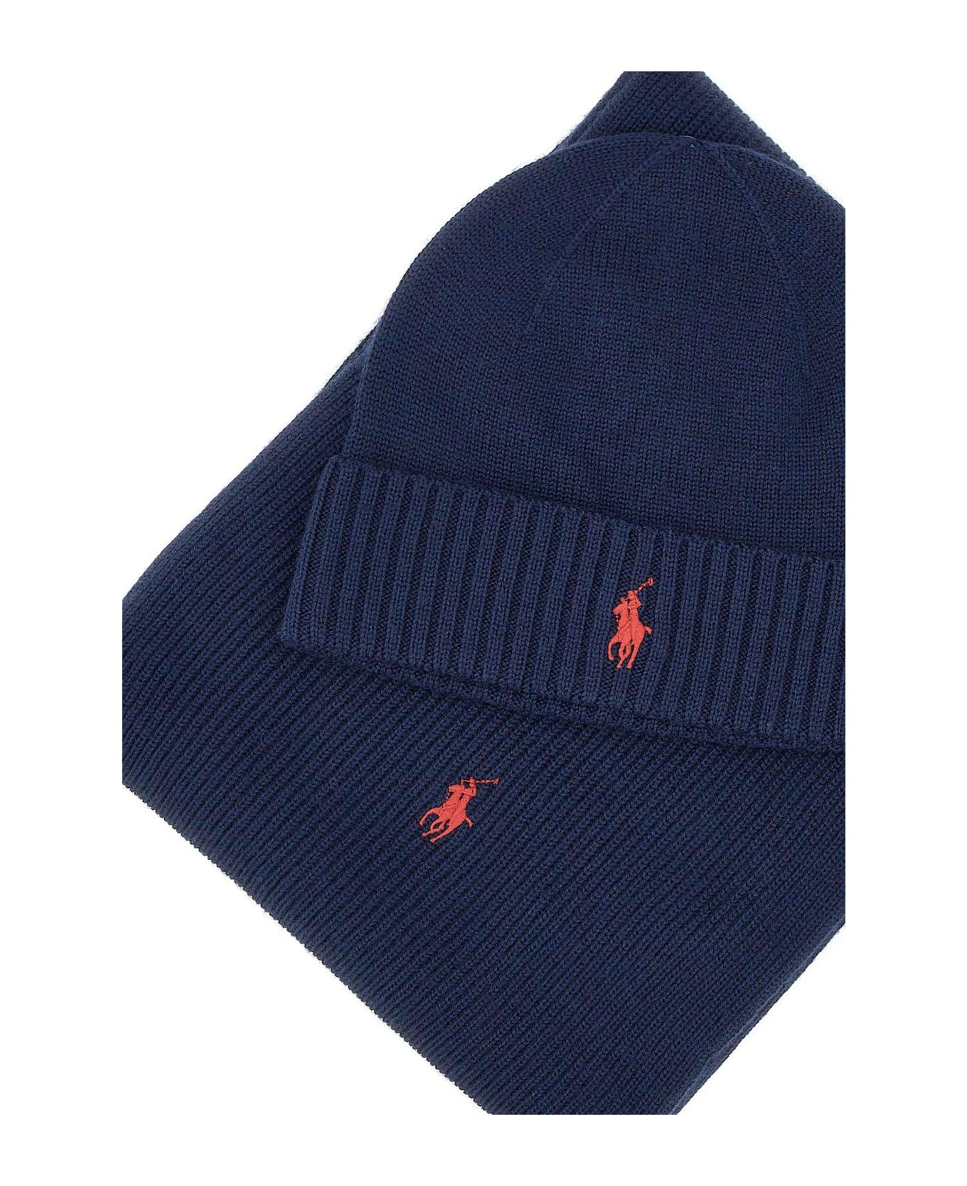 Polo Ralph Lauren Pony-motif Scarf And Beanie Set - Hunter Navy