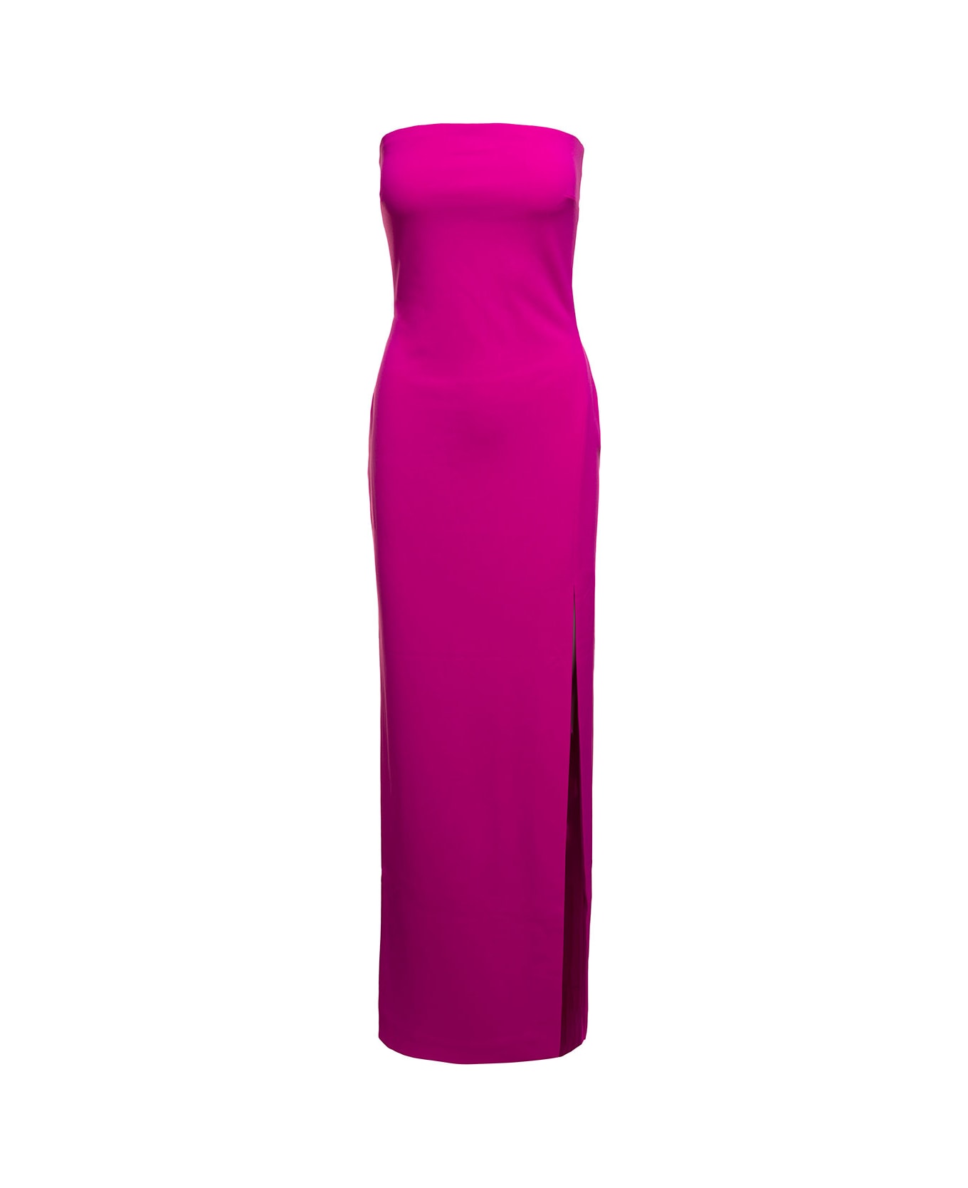 Solace London Fuchsia Maxi 'zora' Dress With Deep Front Vent In Polyester Woman - Fuchsia