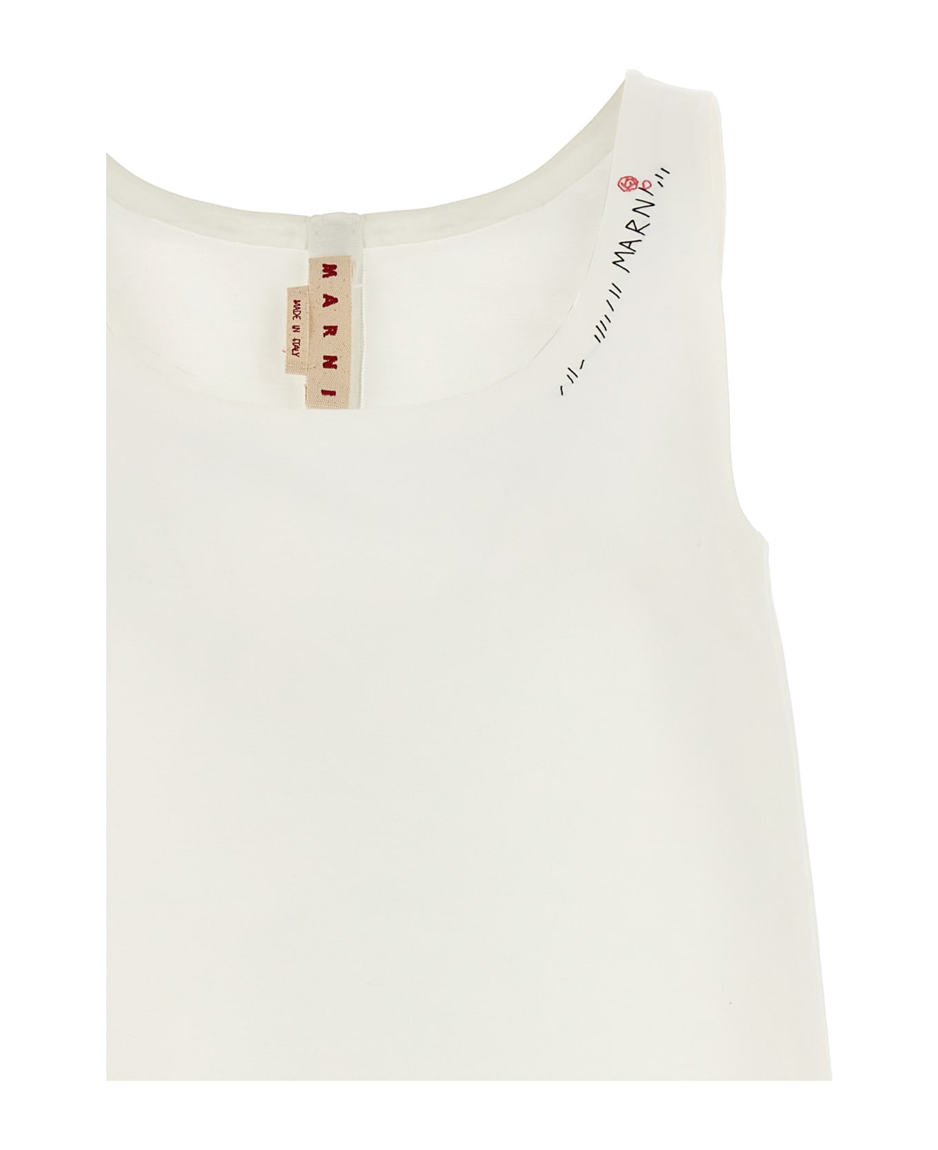 Marni Logo Embroidery Dress - White タンクトップ