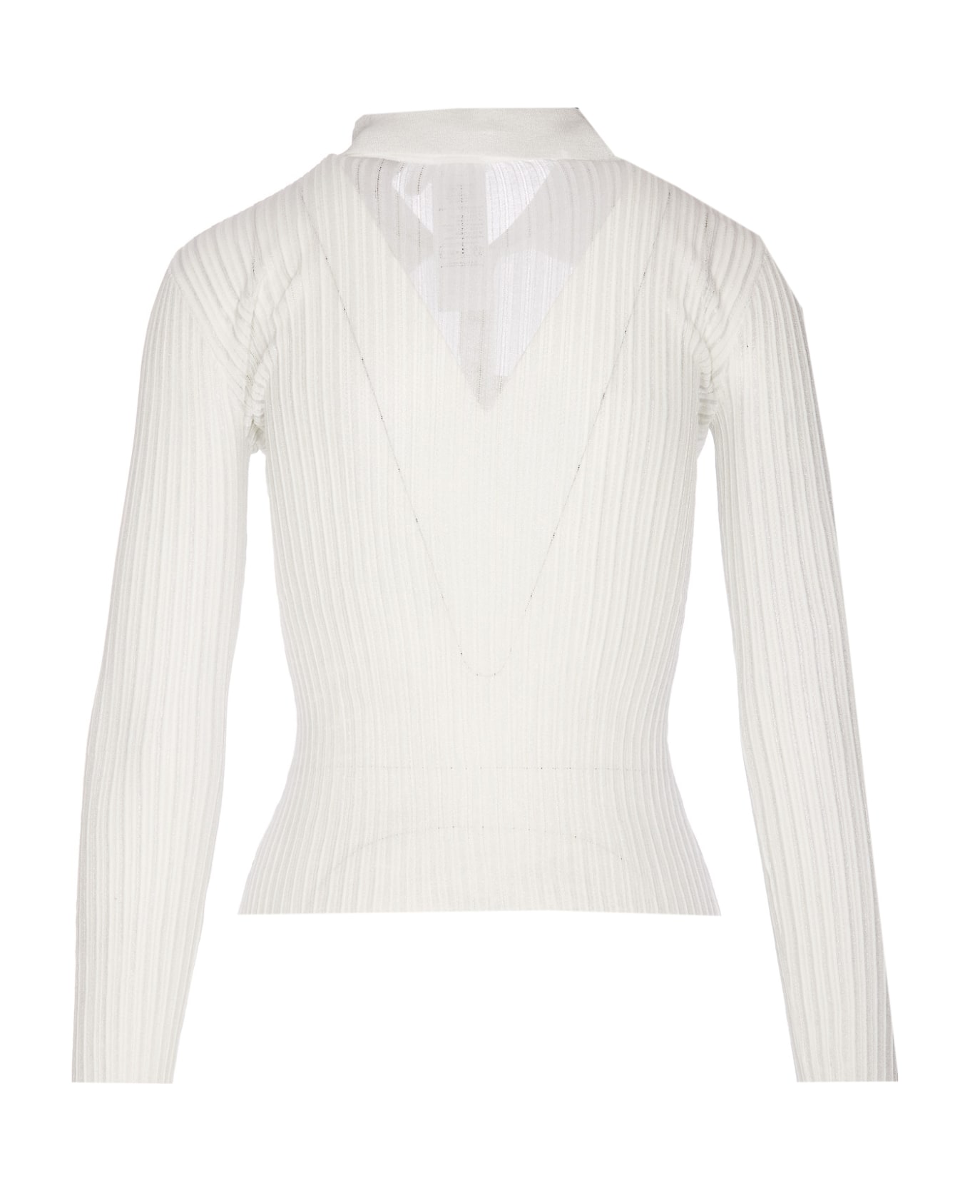 Pinko Lurex Buttoned Sweater - White
