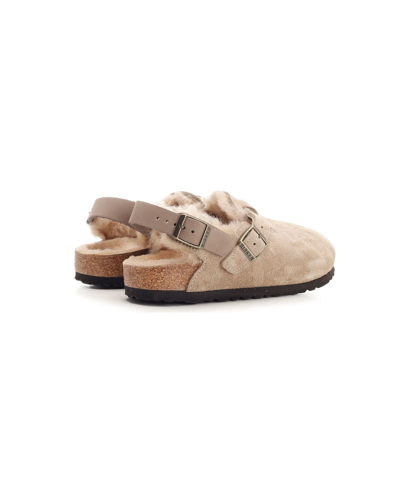 Birkenstock Taupe Tokio Flat Shoes - Beige
