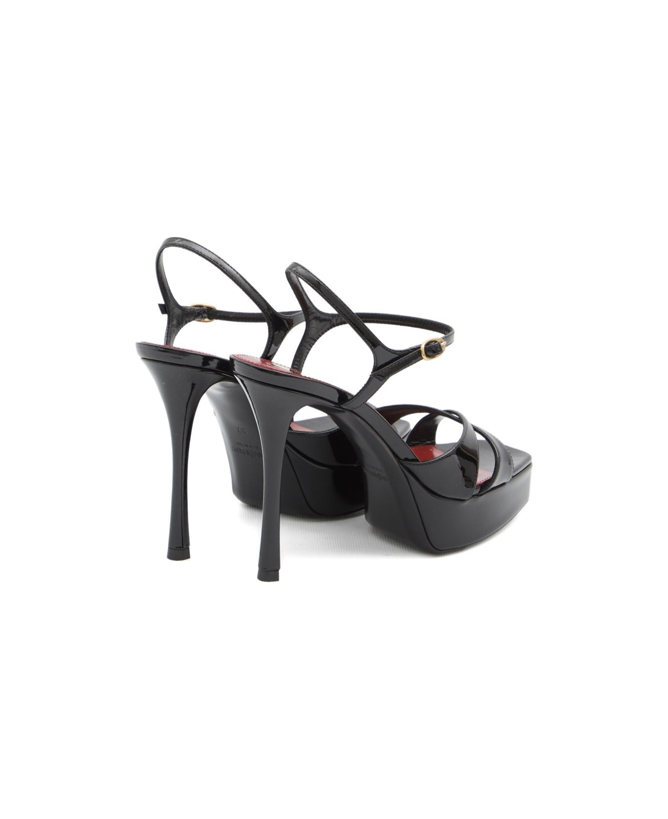 Saint Laurent Debbie Patent Leather Sandals - Black