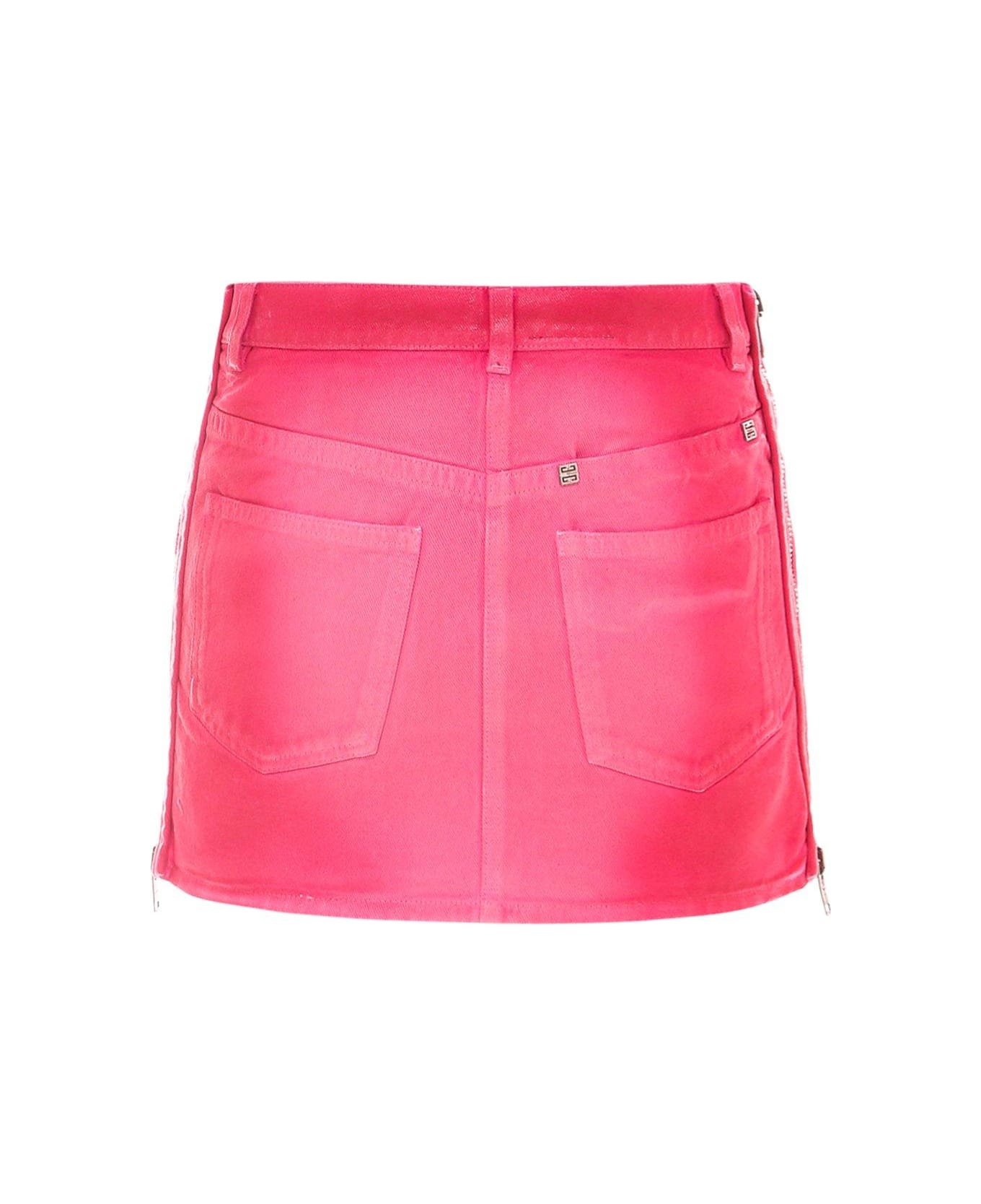 Givenchy Zipped Mini Denim Skirt - PINK