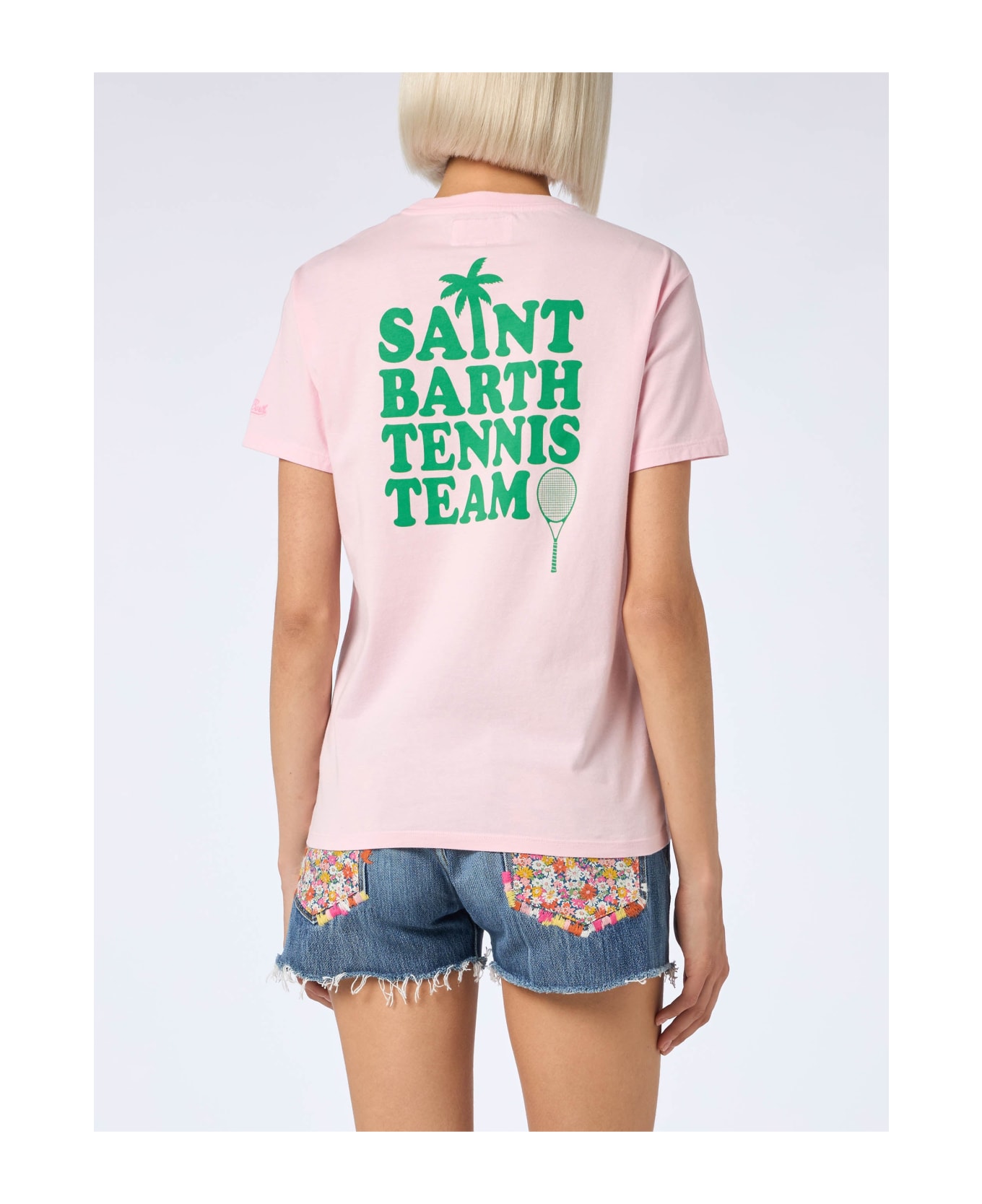 MC2 Saint Barth Pink Cotton T-shirt With St Barth Tennis Team Print - PINK