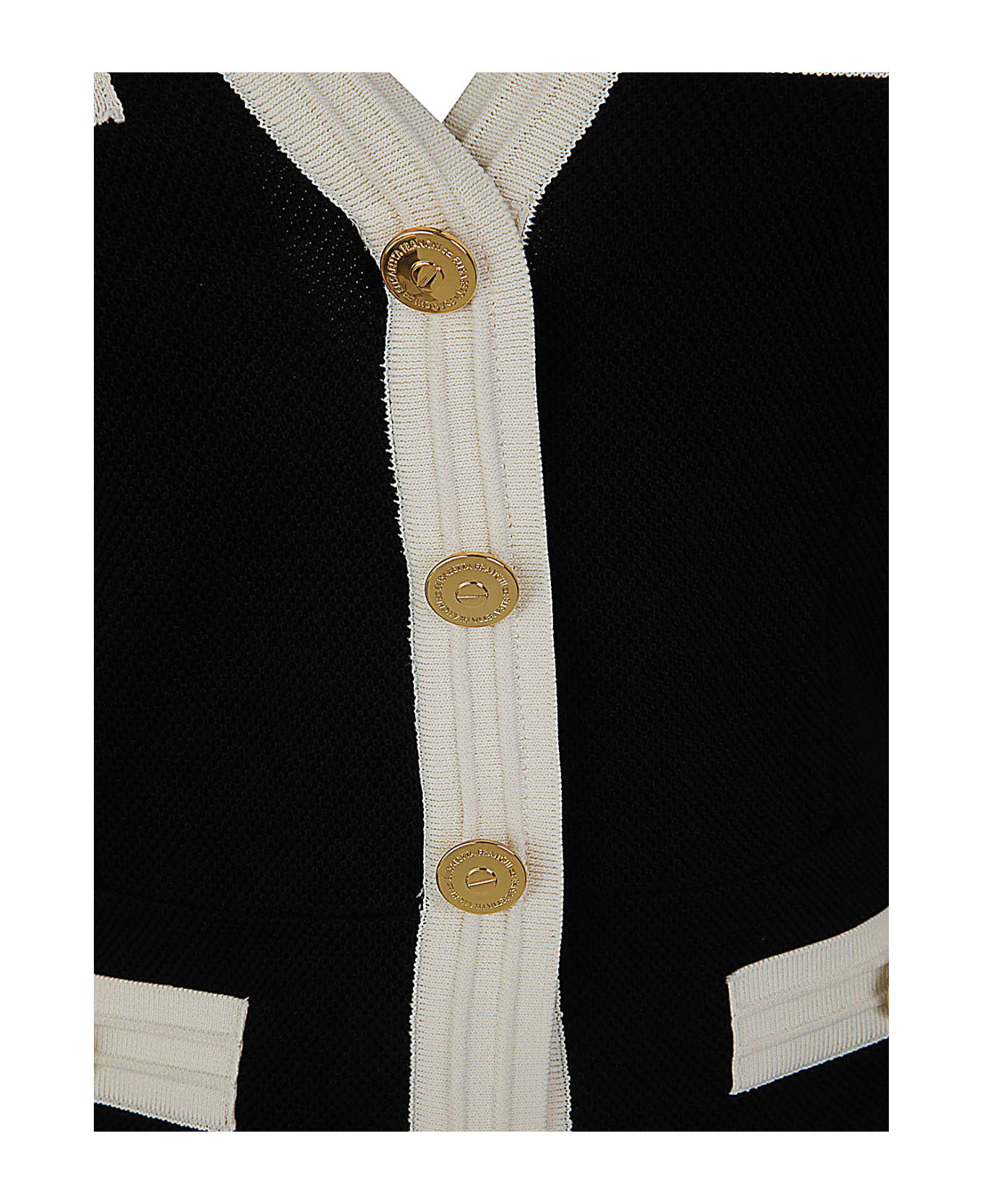 Elisabetta Franchi Long Sleeves Cardigan With Pockets - Black Butter カーディガン