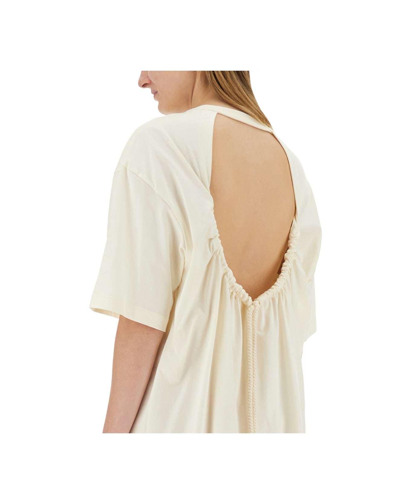 MSGM Short Dress With Logo - IVORY