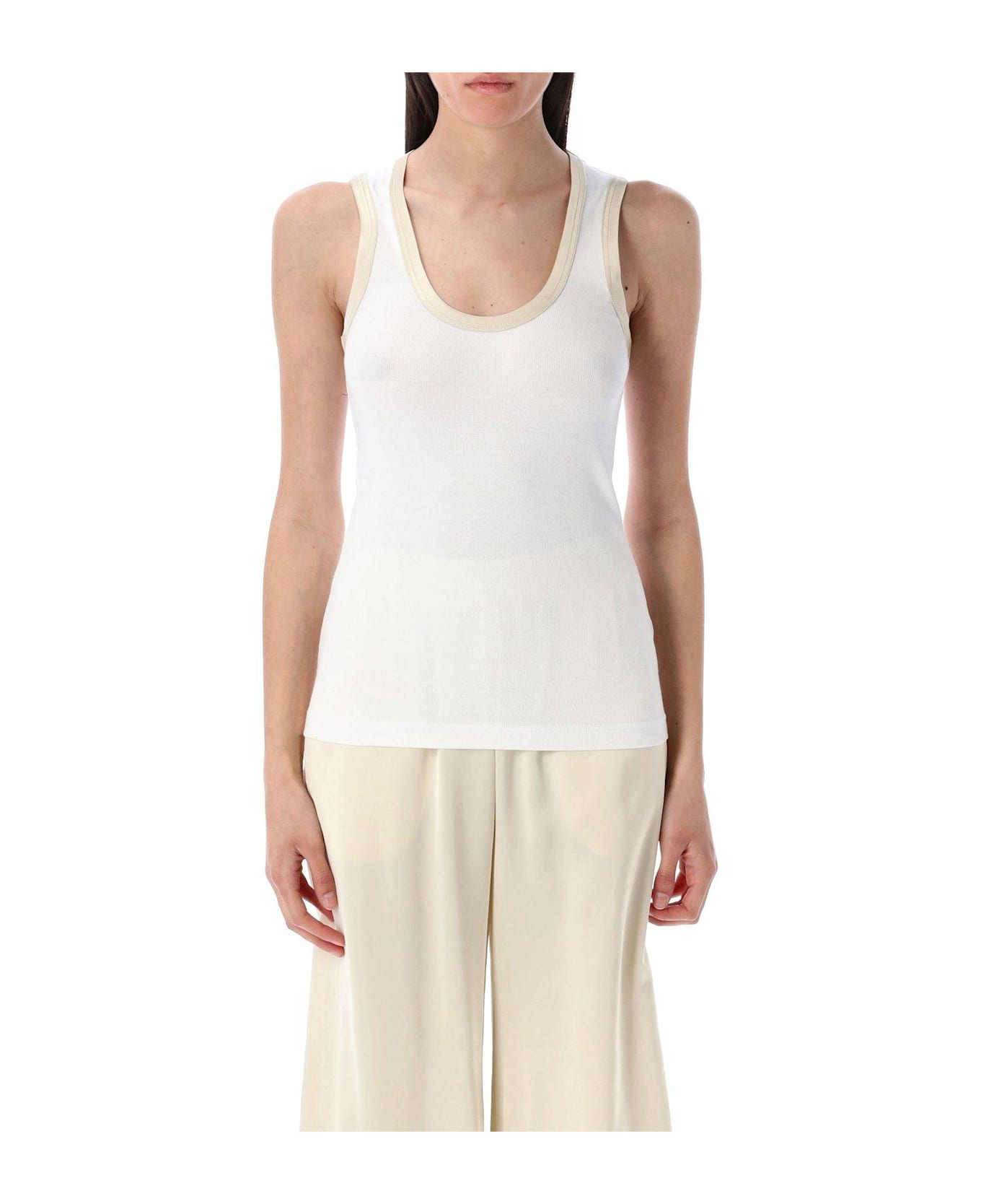 Fabiana Filippi Contrasted-border Scoop-neck Tank Top - White