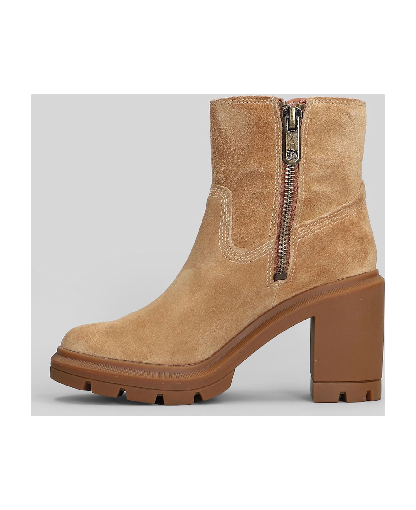 Timberland Allington Heights High Heels Ankle Boots In Beige Suede - beige