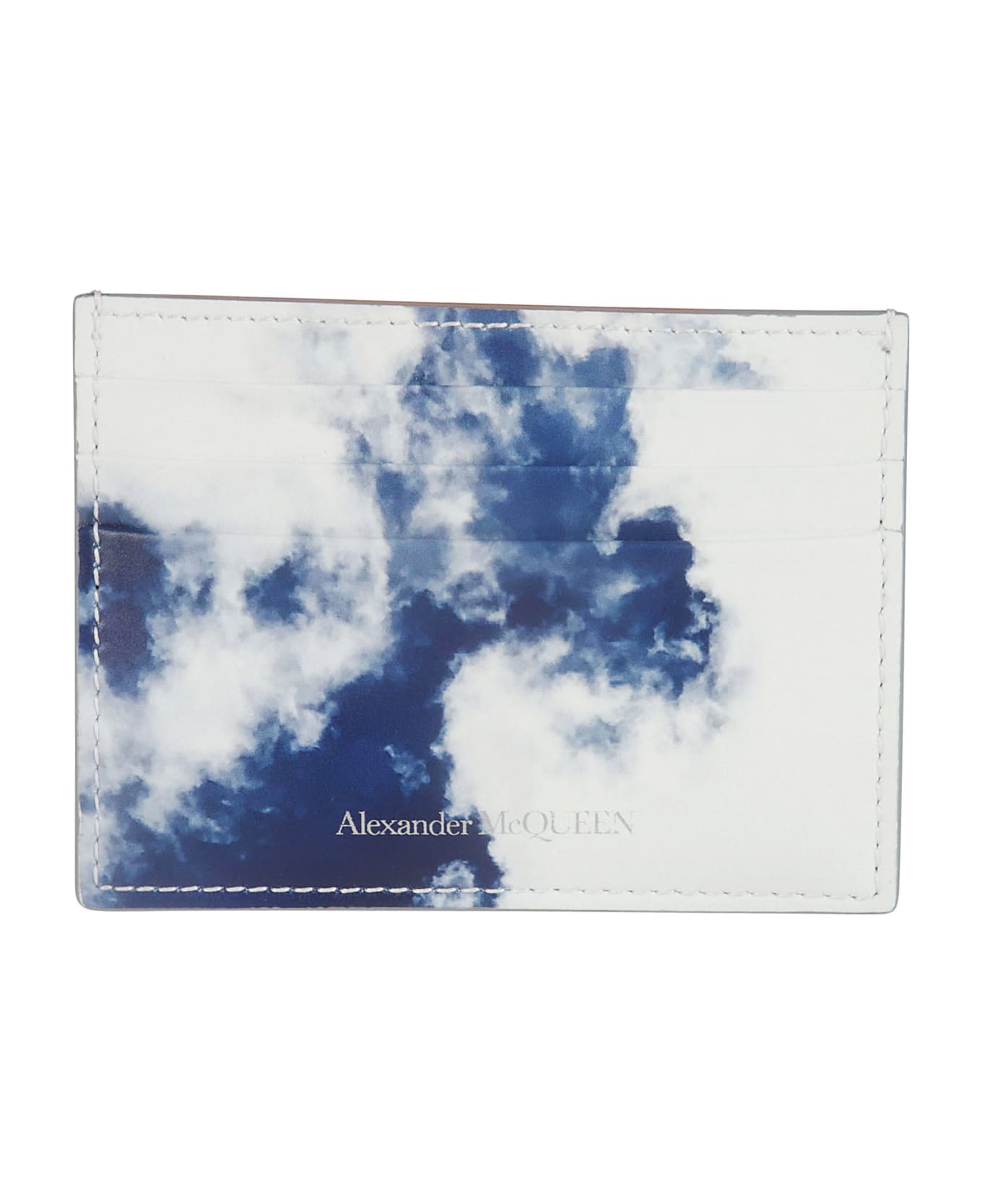 Alexander McQueen Exposed Stitch Logo Card Holder - White/Blue