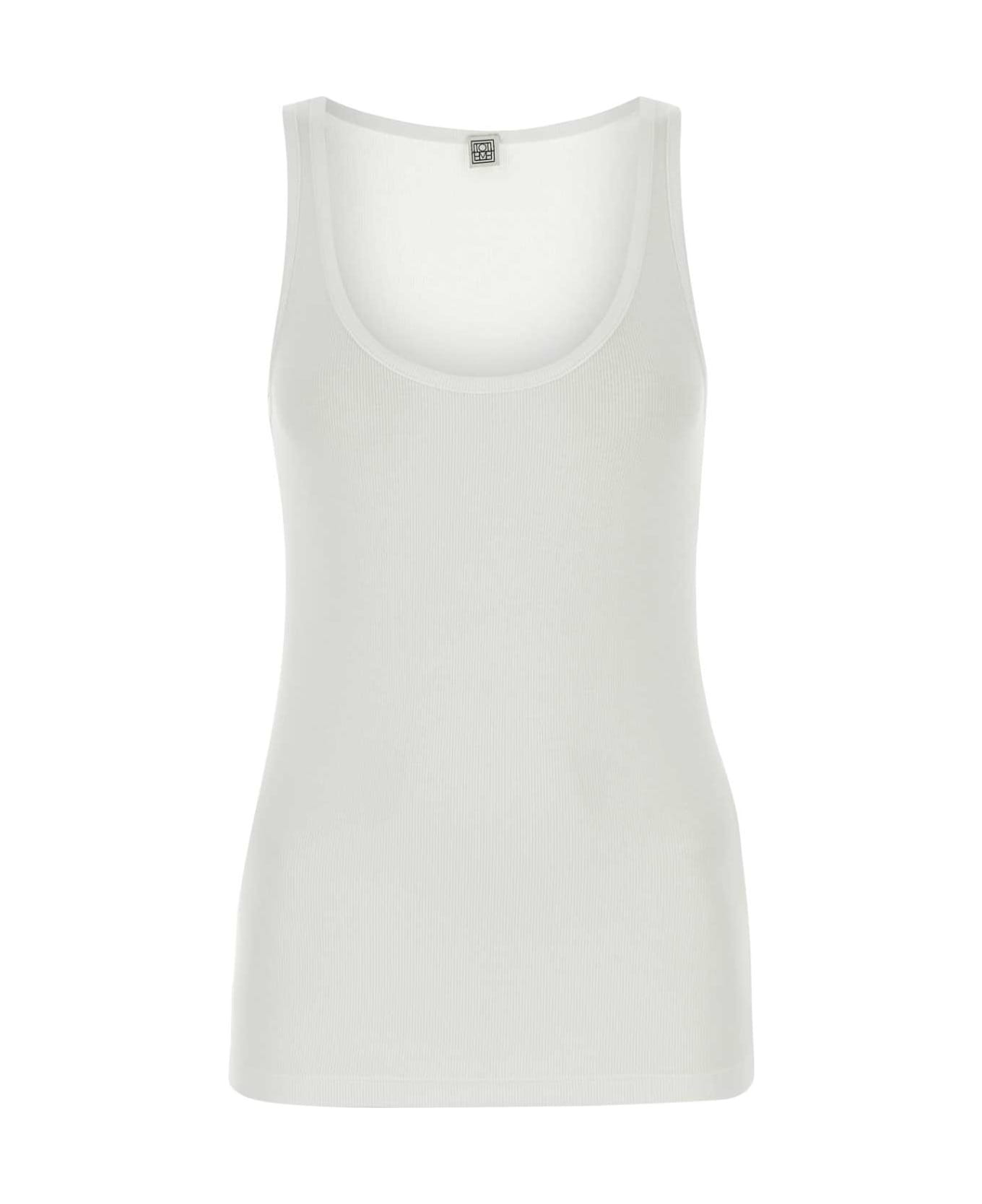 Totême White Stretch Cotton Tank Top - WHITE