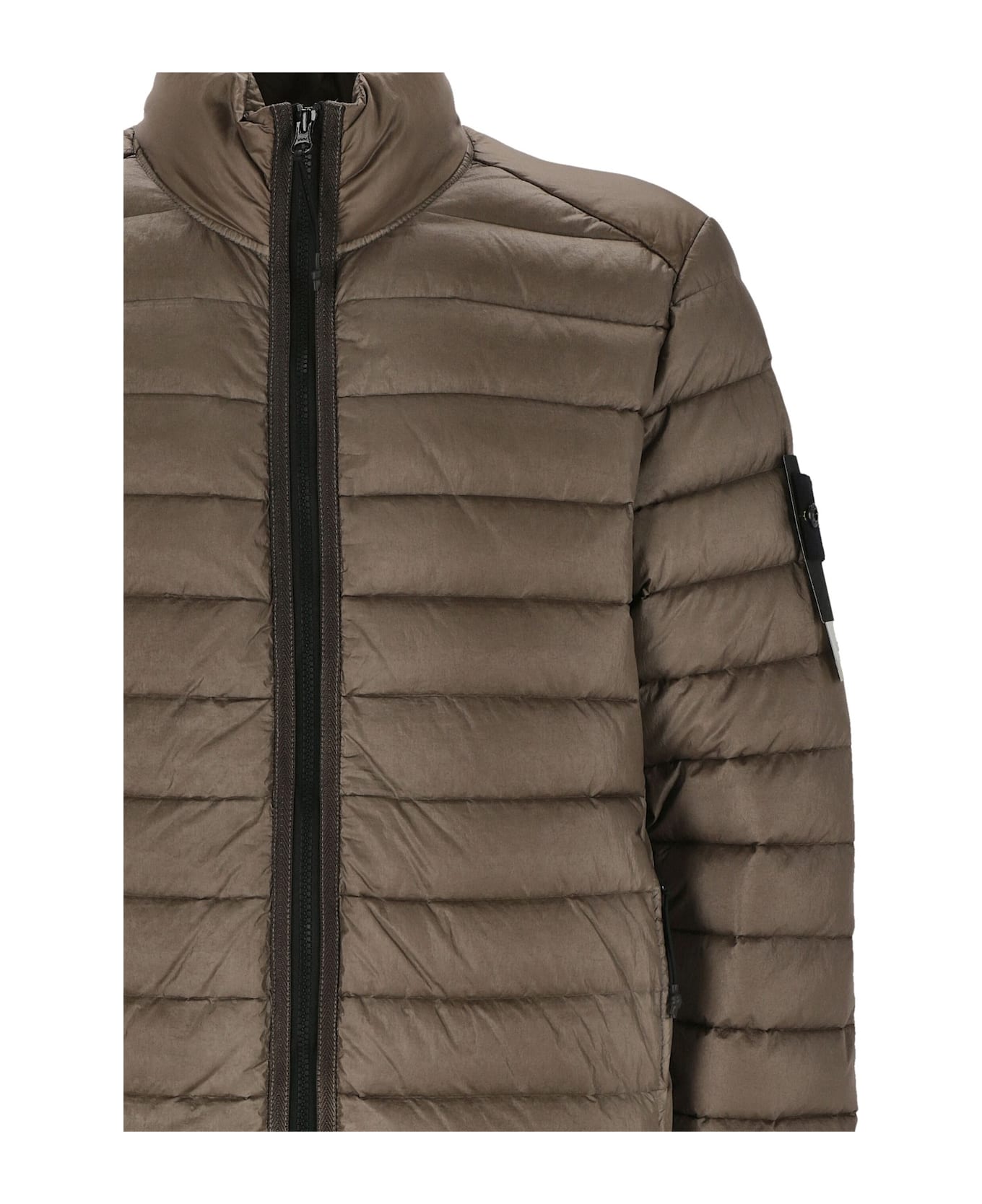 Stone Island Zip Up High Neck Padded Jacket - Walnut