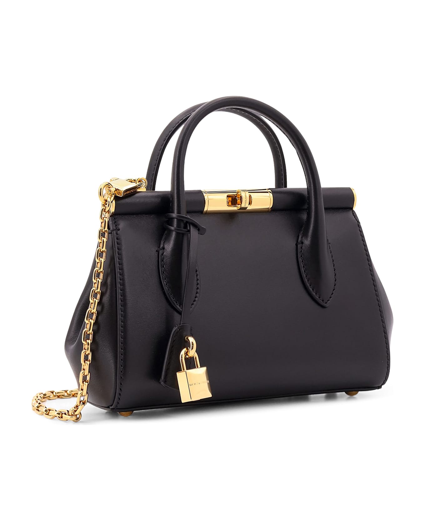 Dolce 
Gabbana Marlene Leather Handbag With Logo Print - Black