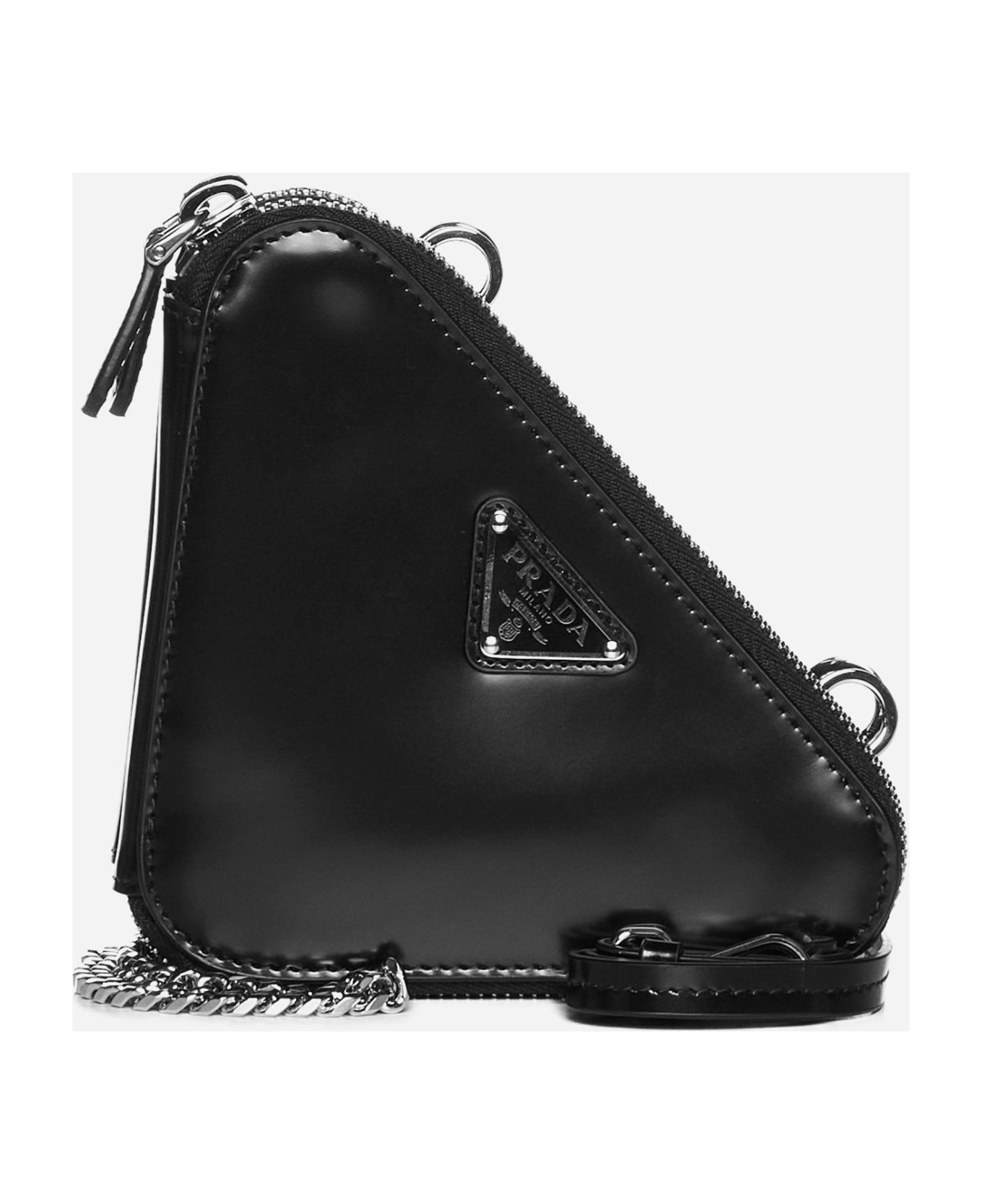 Prada, Bags, Prada Brushed Leather Triangle Mini Pouch