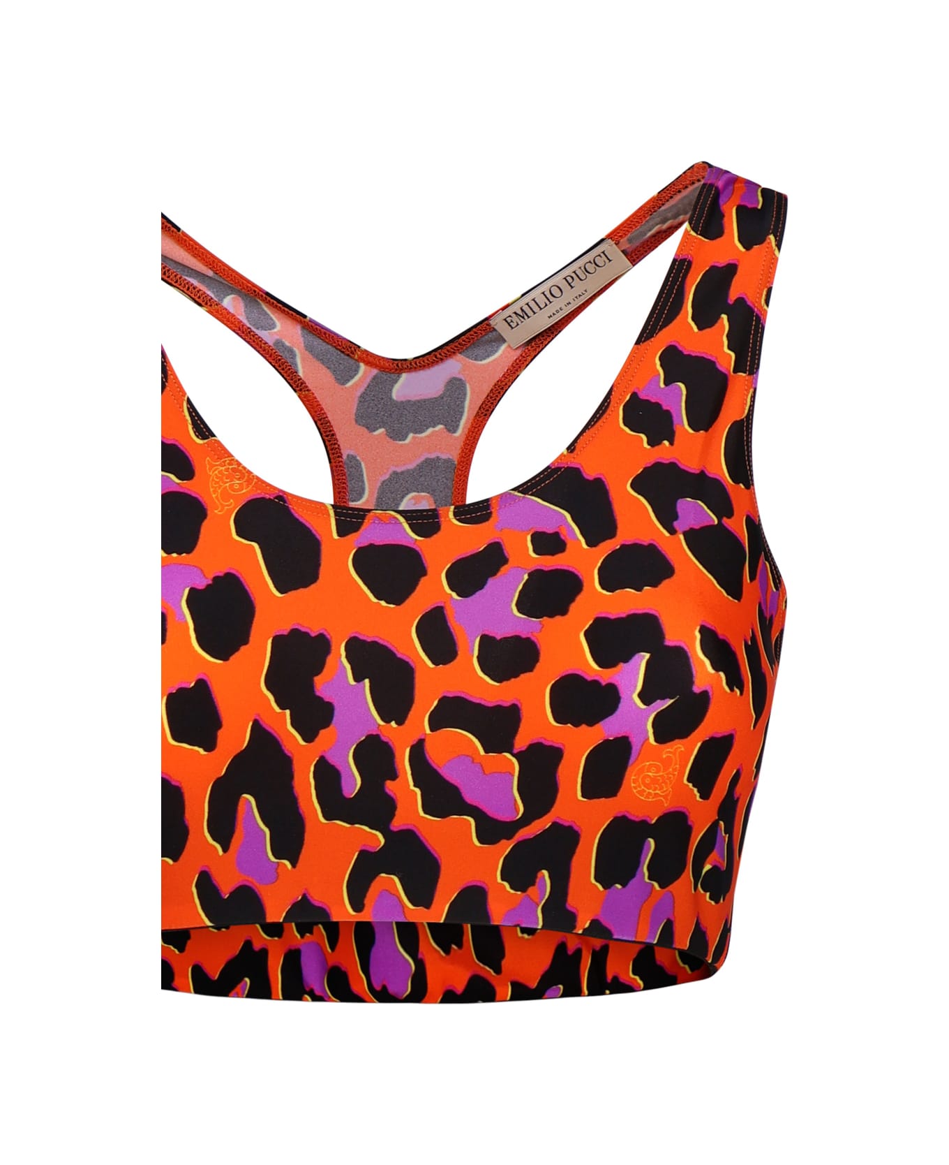 Pucci Leopard Print Crop Top - Arancio
