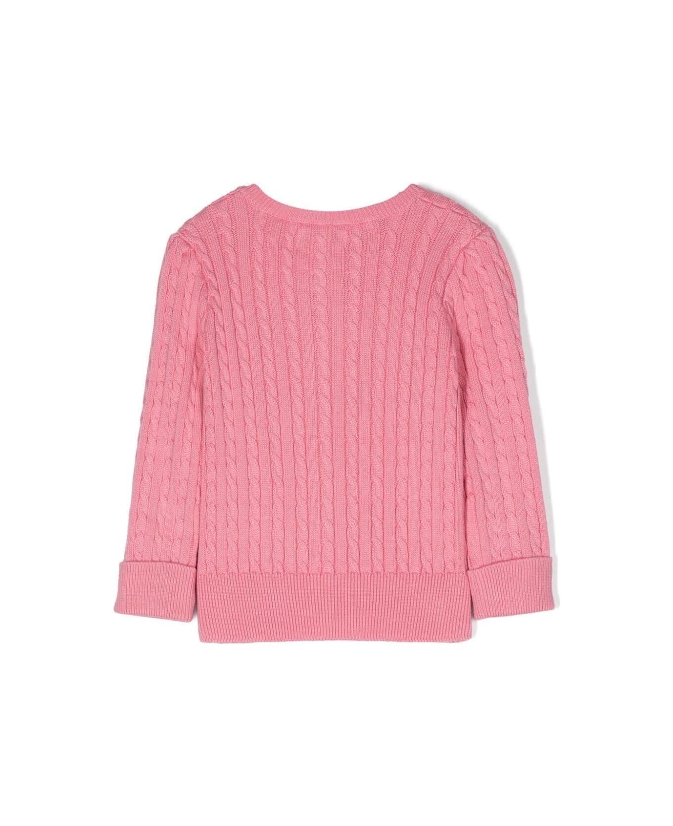 Polo Ralph Lauren Mini Cable Tops Sweater - Florida Pink With Oasis Yellow