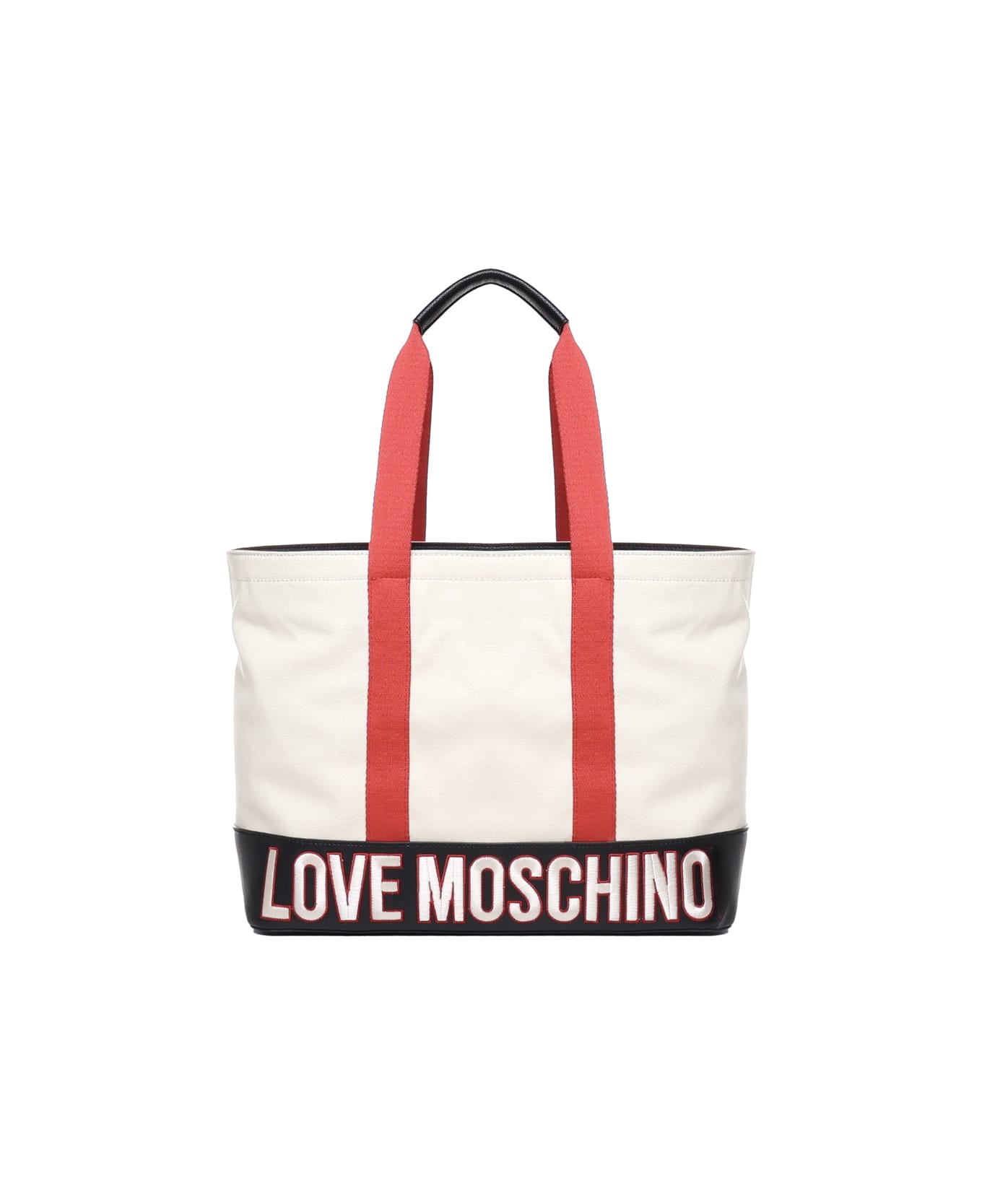 Love Moschino Cotton Free Time Shopping Bag - White, red, black トートバッグ