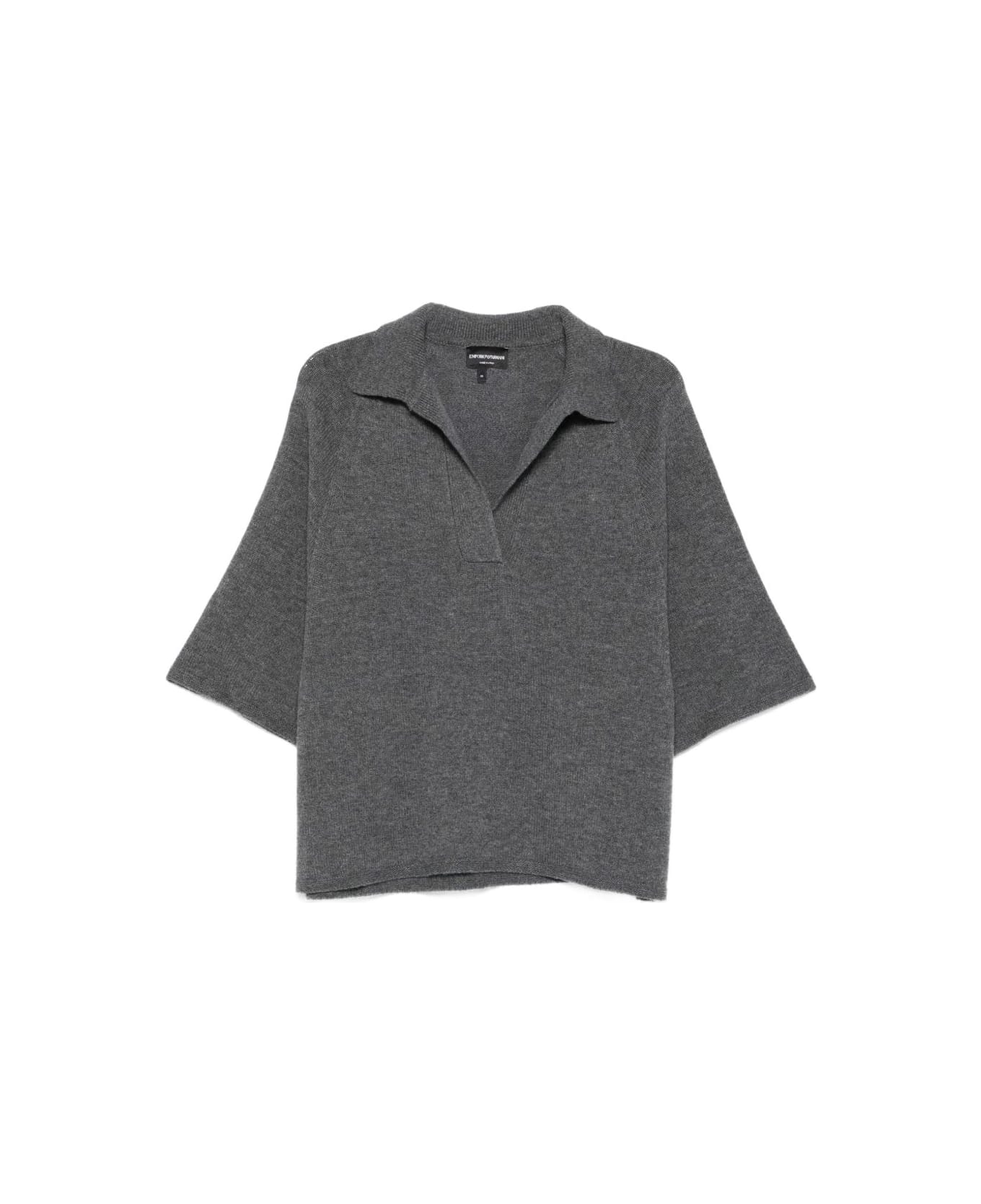 Emporio Armani Wool Oversized Polo Shirt - Grey