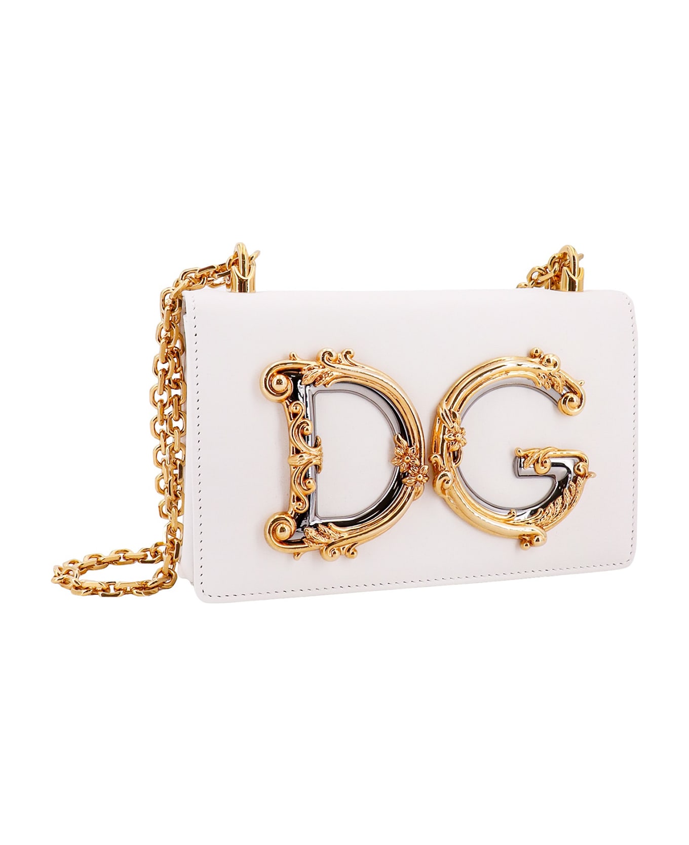 Dolce & Gabbana Shoulder Bag With Logo Plaque - White ショルダーバッグ